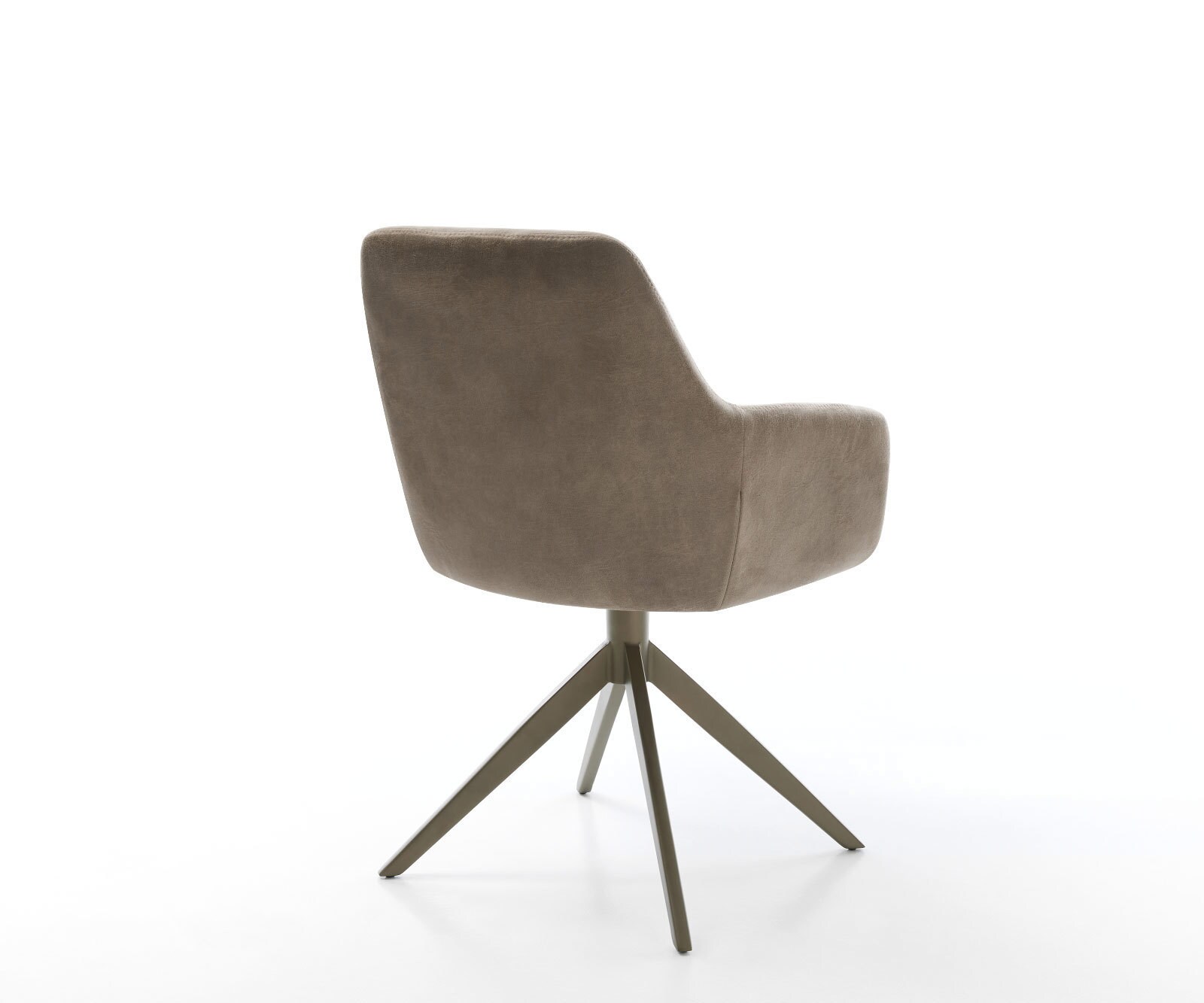 Chaise-pivotante Pejo-Flex microvelours taupe vintage pied croisé large aspect titane pivotement sur 360° ressorts ensachés 4