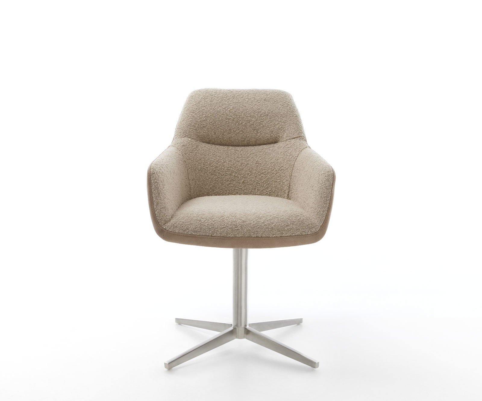 Chaise-pivotante Pejo-Flex tissu mixte couleur boue pied de chaise 4 branches acier inoxydable brossé pivotement sur 360° ressorts ensachés 1 Chaise-pivotante Pejo-Flex tissu mixte couleur boue pied de chaise 4 branches acier inoxydable brossé pivotement sur 360° ressorts ensachés 1