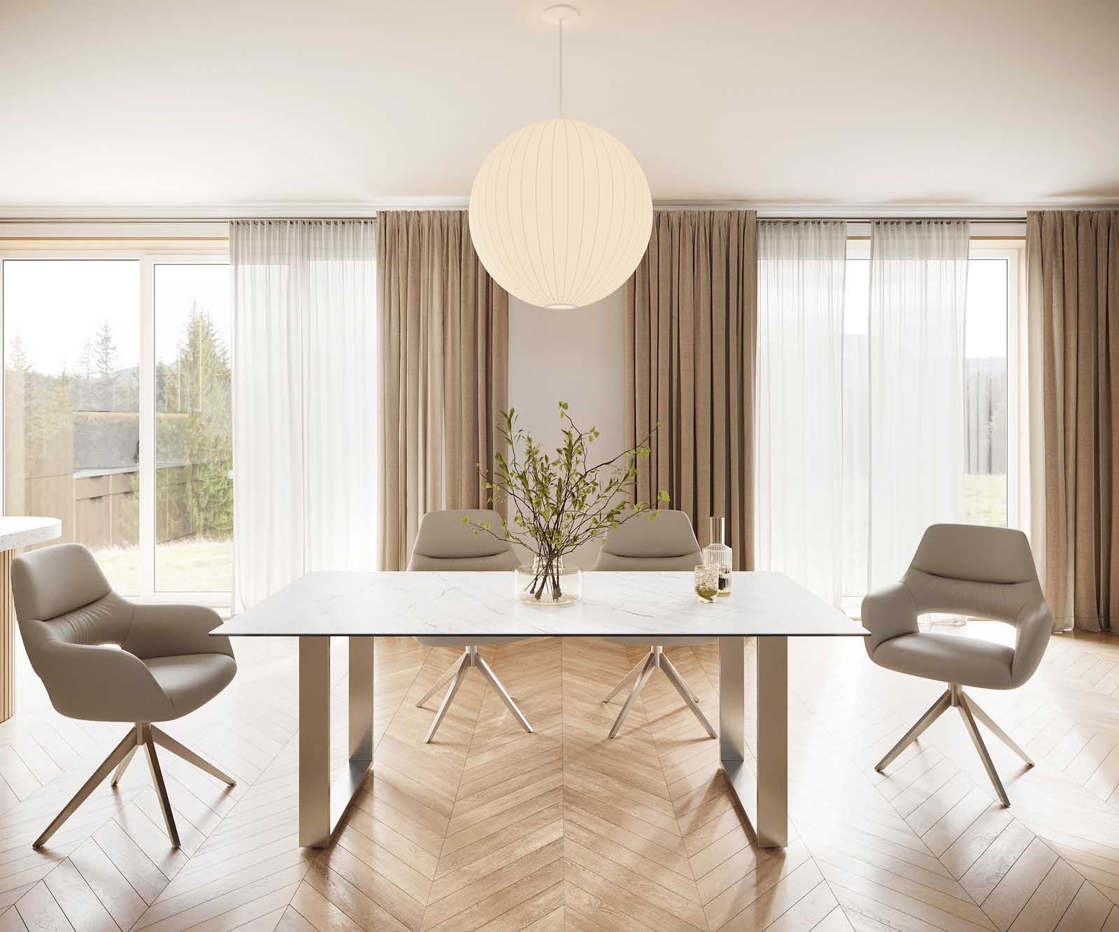 Table-à-manger Edge 200x100 céramique Laminam® statuarietto blanc inox étroit 1 Table-à-manger Edge 200x100 céramique Laminam® statuarietto blanc inox étroit 1