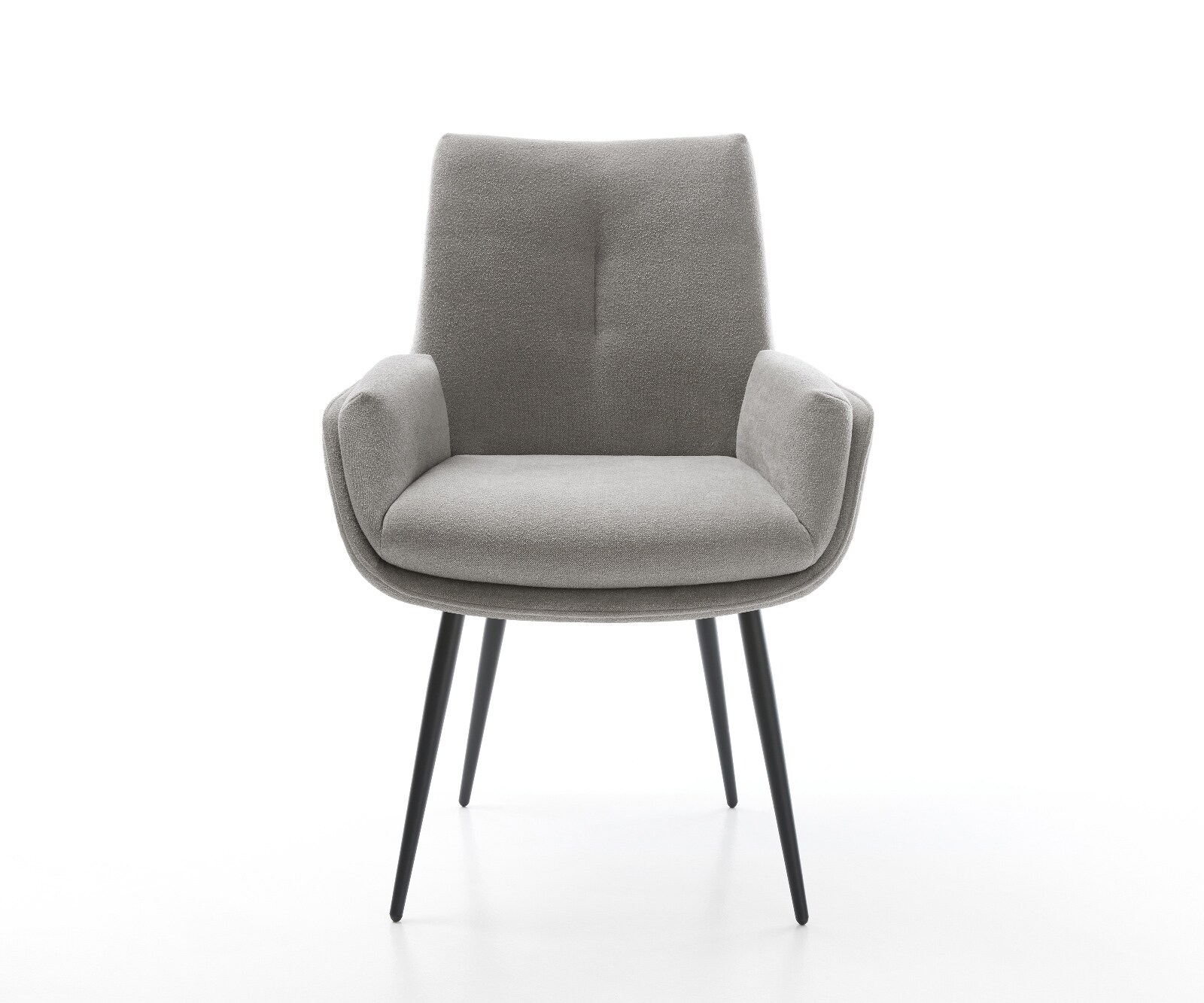 Chaise-de-salle-à-manger Clea-Flex tissu structuré doux gris 4 pieds coniques noir 1