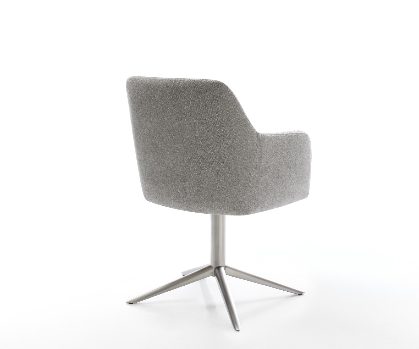 Chaise-pivotante Greg-Flex tissu structuré doux gris pied de chaise 4 branches acier inoxydable pivotement sur 360° fonction bascule resorts ensachés 4