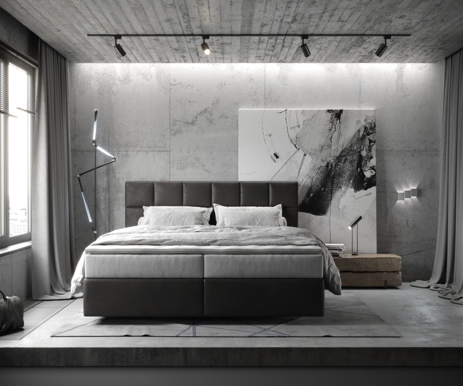 Boxspringbett Dream-Fine 180x200 cm Mikrofaser Anthrazit Vintage mit TFK Matratze und Visco Topper 1 Boxspringbett Dream-Fine 180x200 cm Mikrofaser Anthrazit Vintage mit TFK Matratze und Visco Topper 1