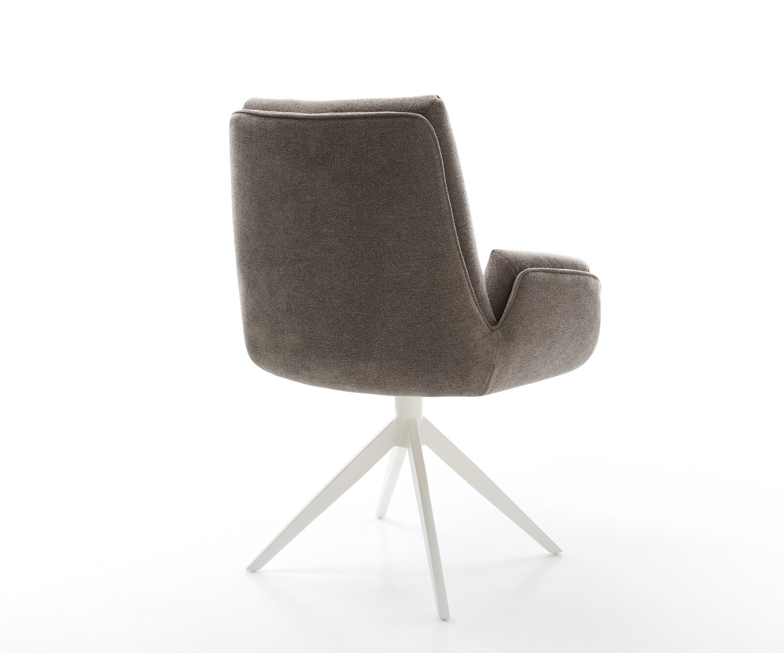 Drehstuhl Clea-Flex Strukturstoff Soft Taupe Kreuzgestell breit Weiß 360° drehbar Wippfunktion 4