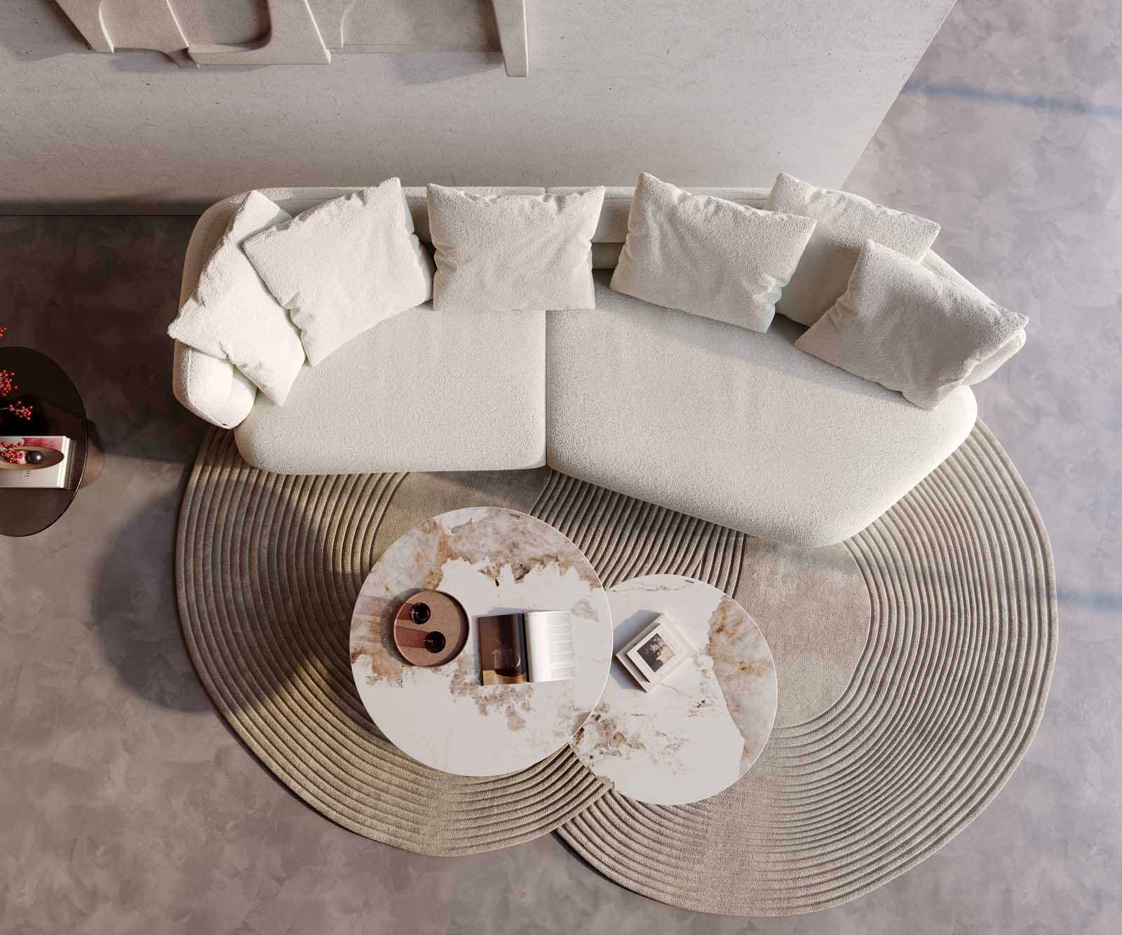 Sofa Roya 320x140 cm Bouclé Creme-Weiß 4