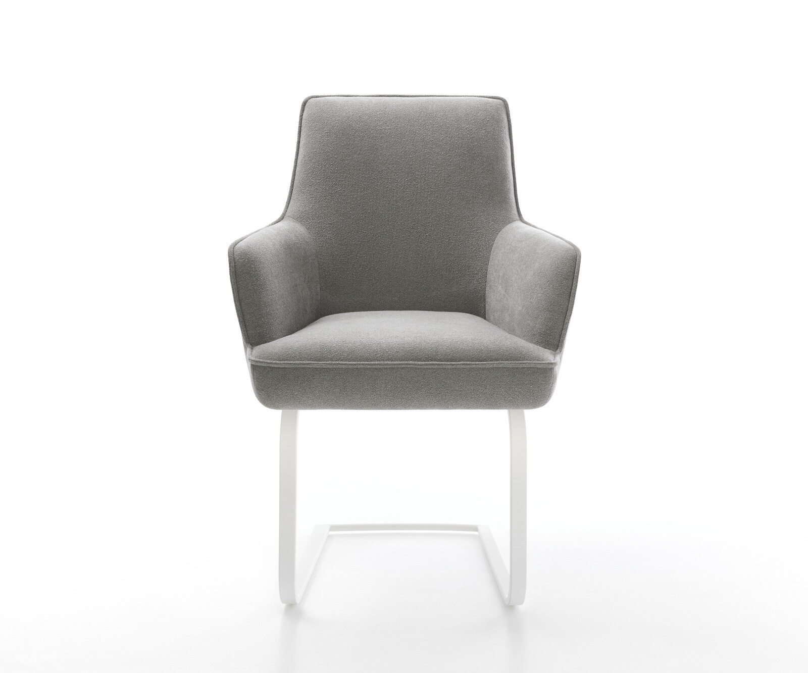 Freischwinger Heira-Flex mit Armlehnen Strukturstoff Soft Grau Freischwinger flach Weiß Taschenfederkern 1