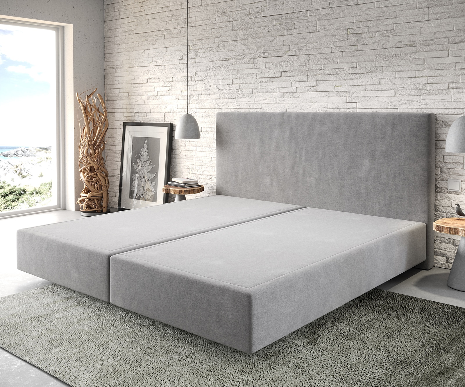Boxspringgestell Dream-Well Mikrofaser Grau 200x200 cm Boxspringgestell Dream-Well Mikrofaser Grau 200x200 cm