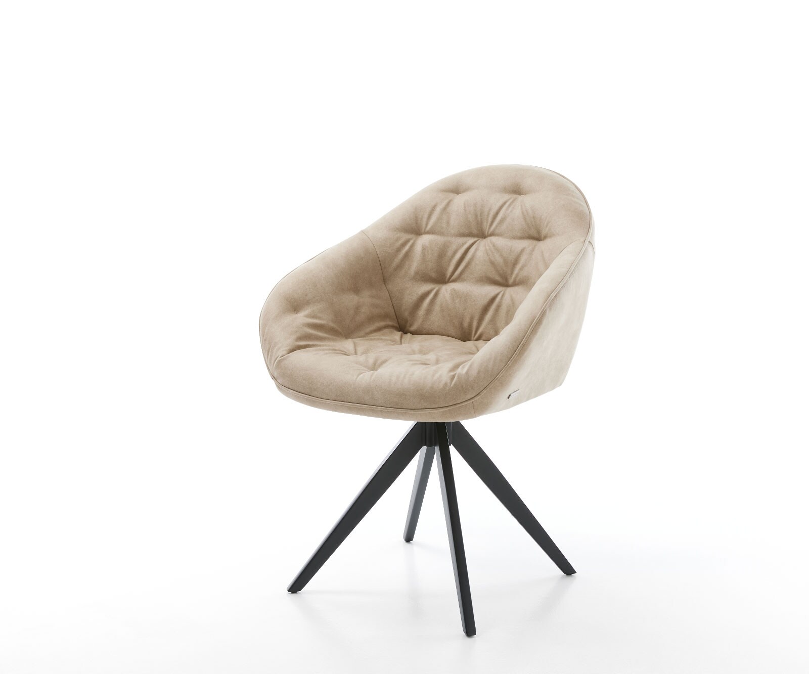 Drehstuhl Gaio-Flex Beige Vintage Kreuzgestell kantig Schwarz 180° drehbar