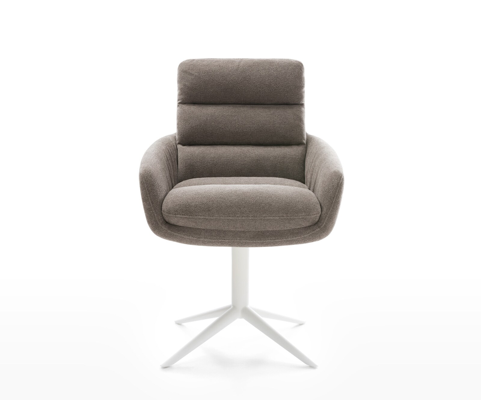 Chaise-pivotante Abelia-Flex avec accoudoirs tissu structuré doux taupe pied de chaise 4 branches blanc pivotement sur 360° fonction bascule 1