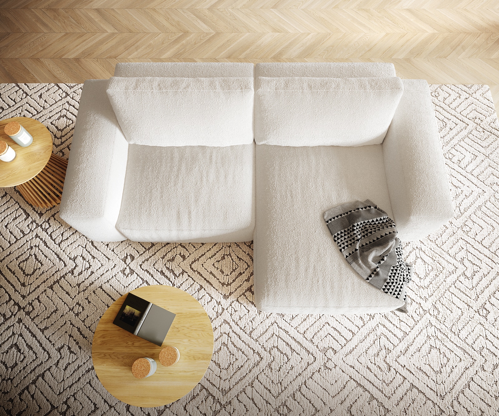 Ecksofa Lanzo XL 270x180 cm Bouclé Creme-Weiß Recamiere variabel 4 Ecksofa Lanzo XL 270x180 cm Bouclé Creme-Weiß Recamiere variabel 4