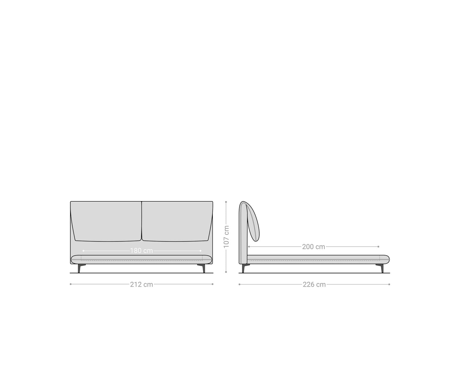 Polsterbettgestell Cusino 180x200 cm Mikrofaser Grau 6 Polsterbettgestell Cusino 180x200 cm Mikrofaser Grau 6