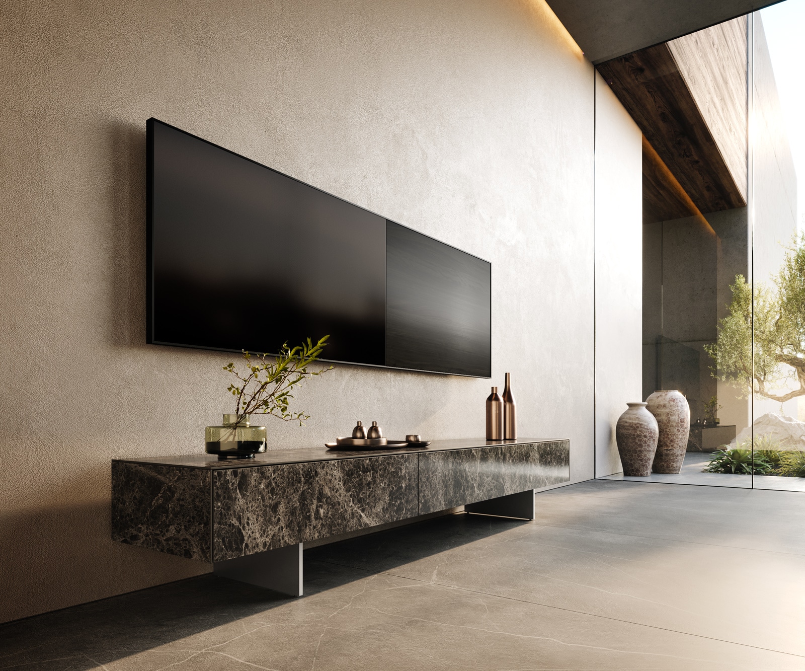 Lowboard Cuor 200 cm Keramik Laminam® Emperador Extra Lucidato Dunkelbraun 1 Klappe 1 Schubfach Fuß Schwebeoptik Edelstahl Lowboard Cuor 200 cm Keramik Laminam® Emperador Extra Lucidato Dunkelbraun 1 Klappe 1 Schubfach Fuß Schwebeoptik Edelstahl