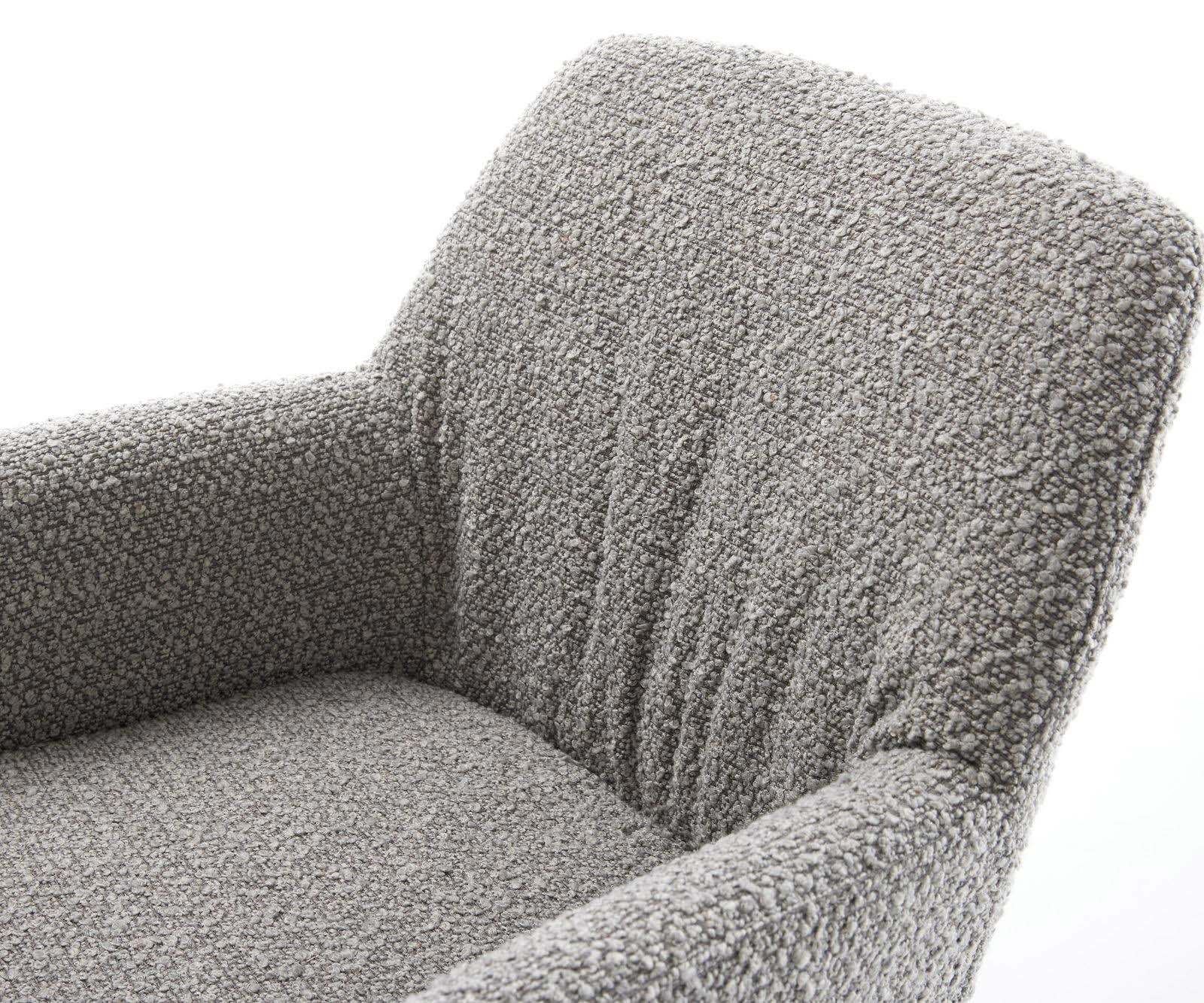 Cantilever Xana-Flex avec accoudoirs bouclé gris argenté pied cantilever plat aspect titane ressorts ensachés 3