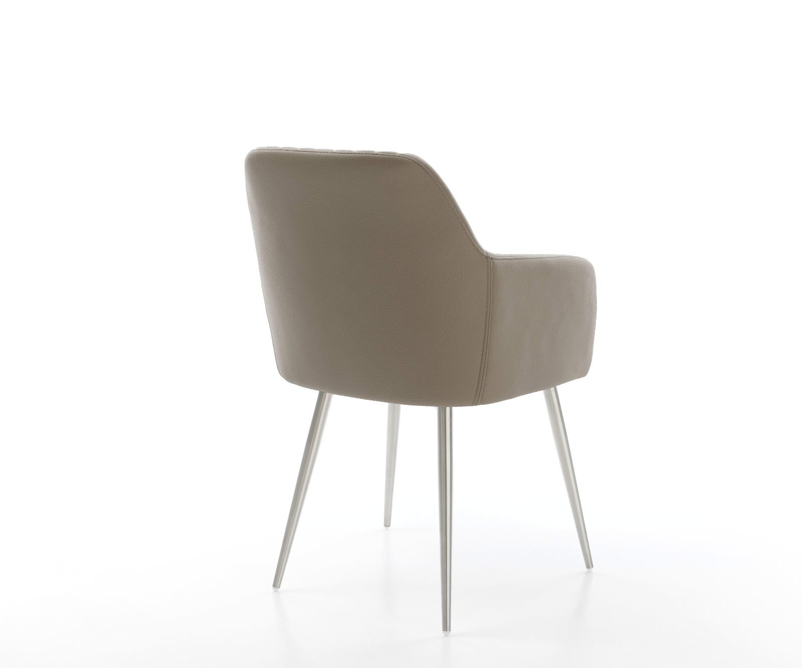 Chaise-de-salle-à-manger Greg-Flex cuir de vache couleur boue 4 pieds coniques acier inoxydable brossé ressorts ensachés 5