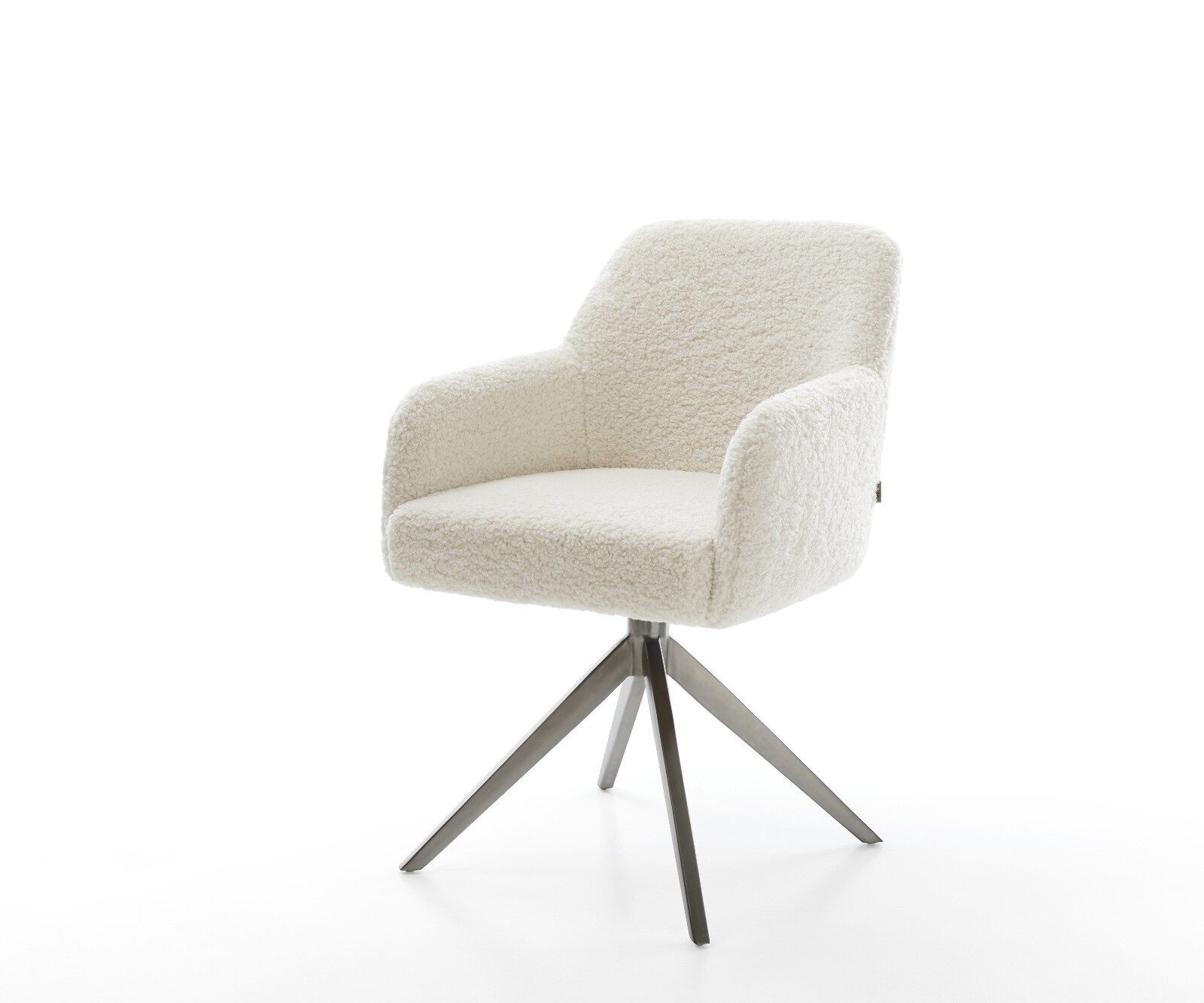 Drehstuhl Greg-Flex Teddystoff Beige Kreuzgestell breit Graphit 360° drehbar Wippfunktion Taschenfederkern