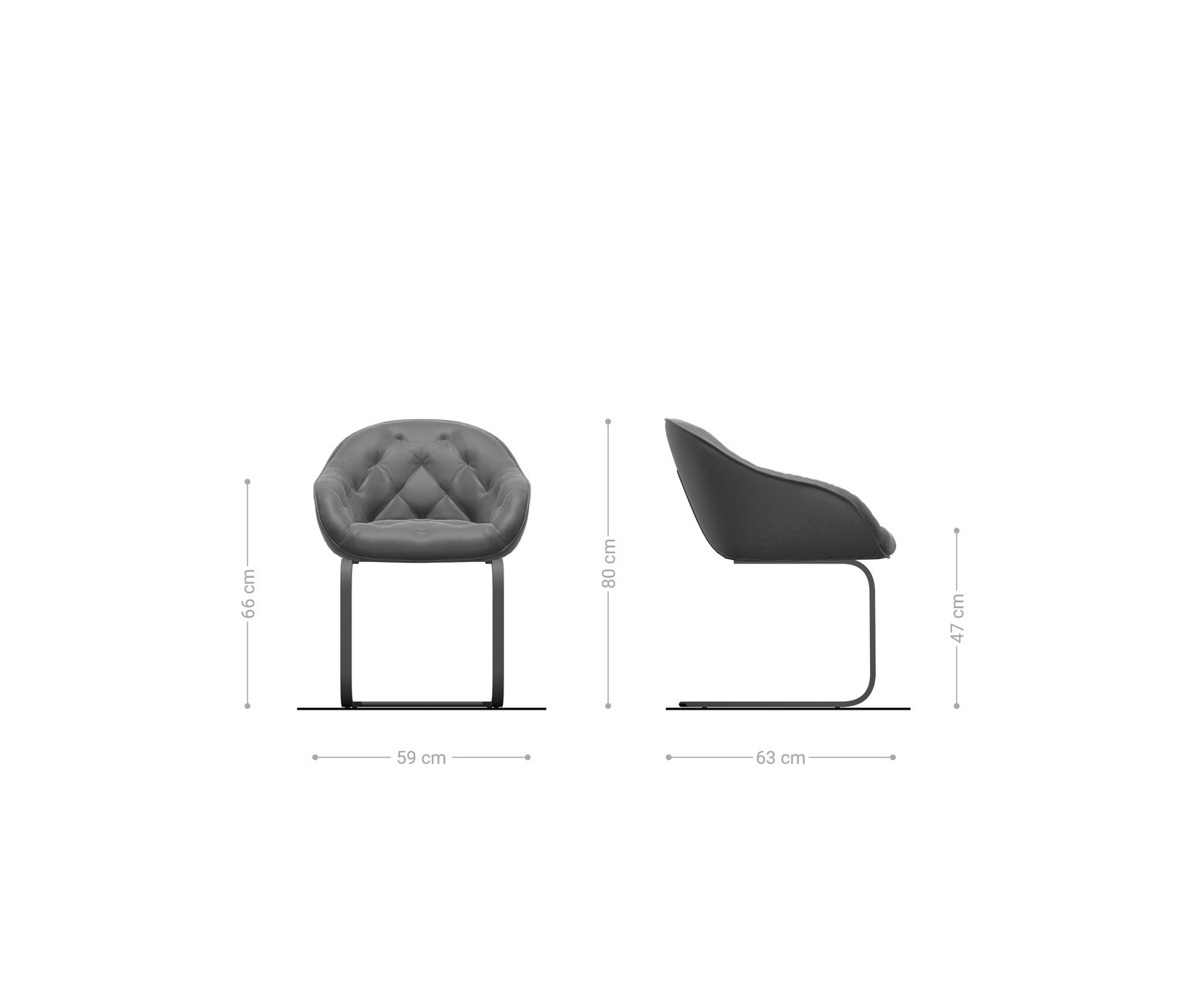 Cantilever Gaio-Flex bouclé doux couleur boue pied cantilever plat noir 6