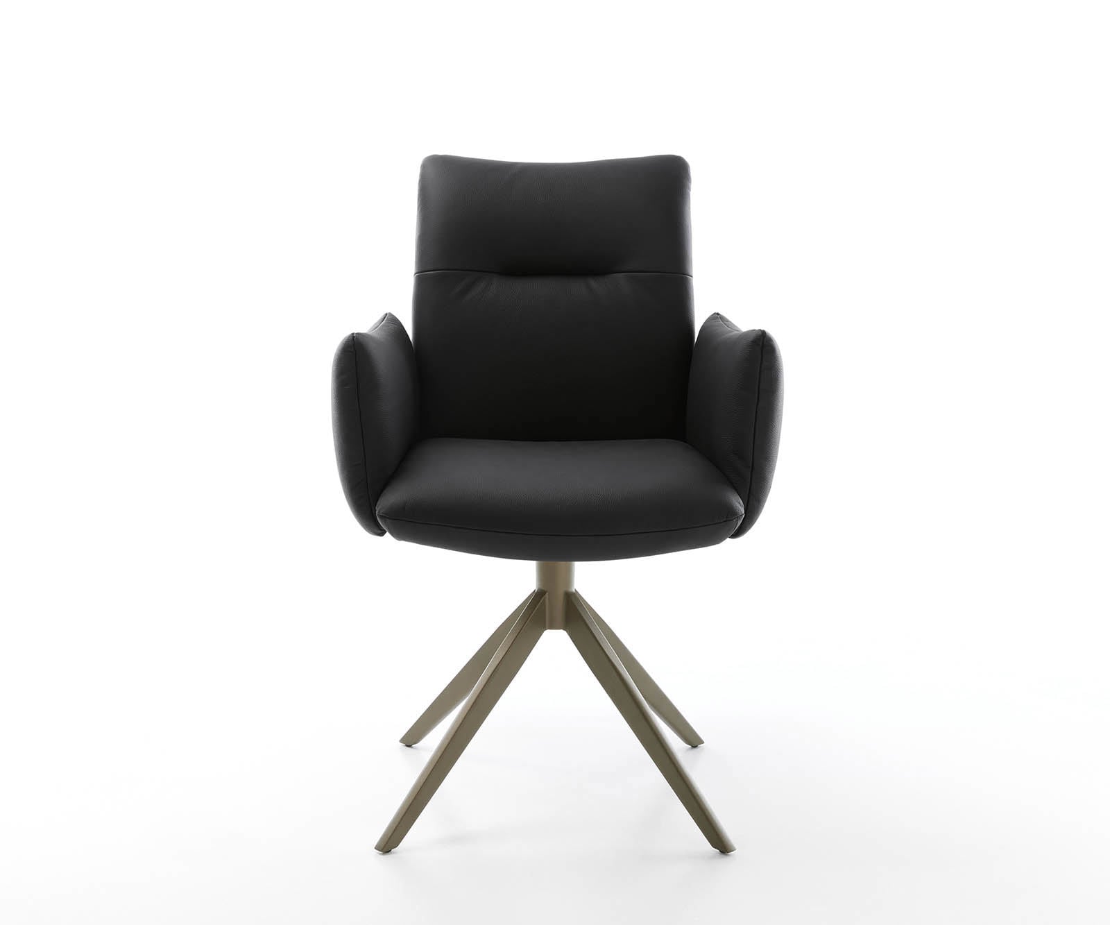 Drehstuhl Jova-Flex mit Armlehnen Echt-Leder Schwarz Kreuzgestell breit Effektfinish Titan 360° drehbar Taschenfederkern 1 Drehstuhl Jova-Flex mit Armlehnen Echt-Leder Schwarz Kreuzgestell breit Effektfinish Titan 360° drehbar Taschenfederkern 1