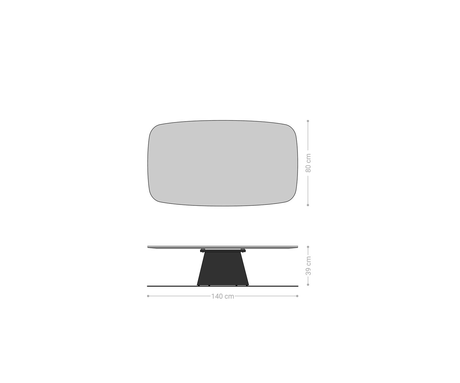 Table basse Edge forme bateau 140x80 cm céramique Onyx Champagne Borna finition effet titane 8
