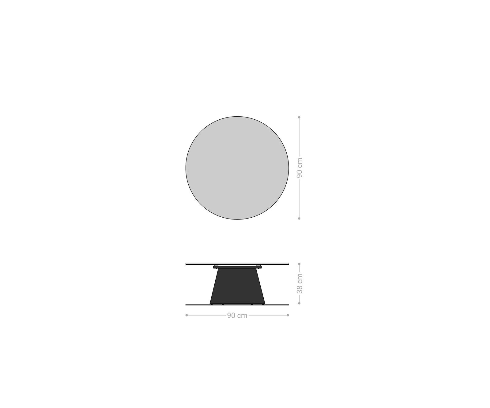 Couchtisch Edge Rund 90x90 cm Keramik Onyx Pearl Borna Effektfinish Titan 7