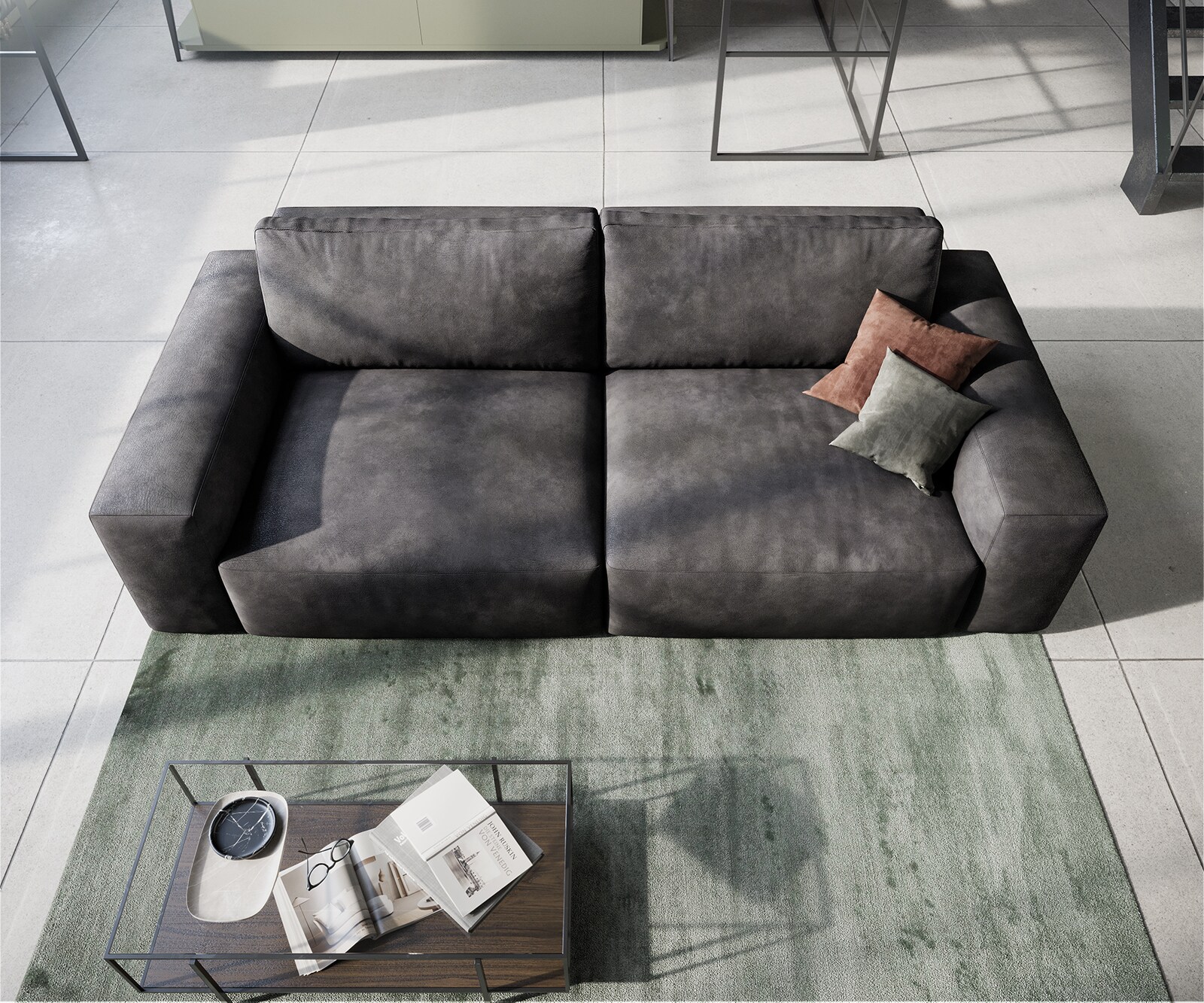 Big canapé Lanzo 230x95 cm similicuir vintage anthracite 3