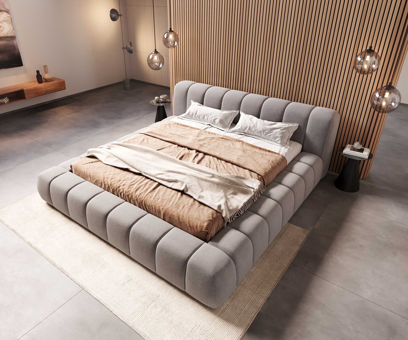 Polsterbettgestell Cutio 180x200 cm Mikrofaser Grau 3 Polsterbettgestell Cutio 180x200 cm Mikrofaser Grau 3