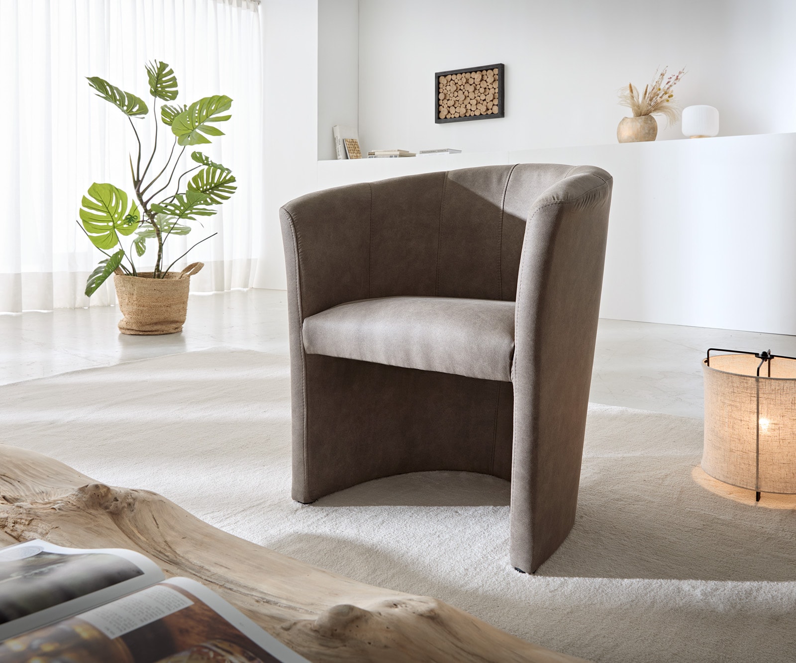 Cocktailsessel Pieder Vintage Taupe gepolstert Vintage Optik