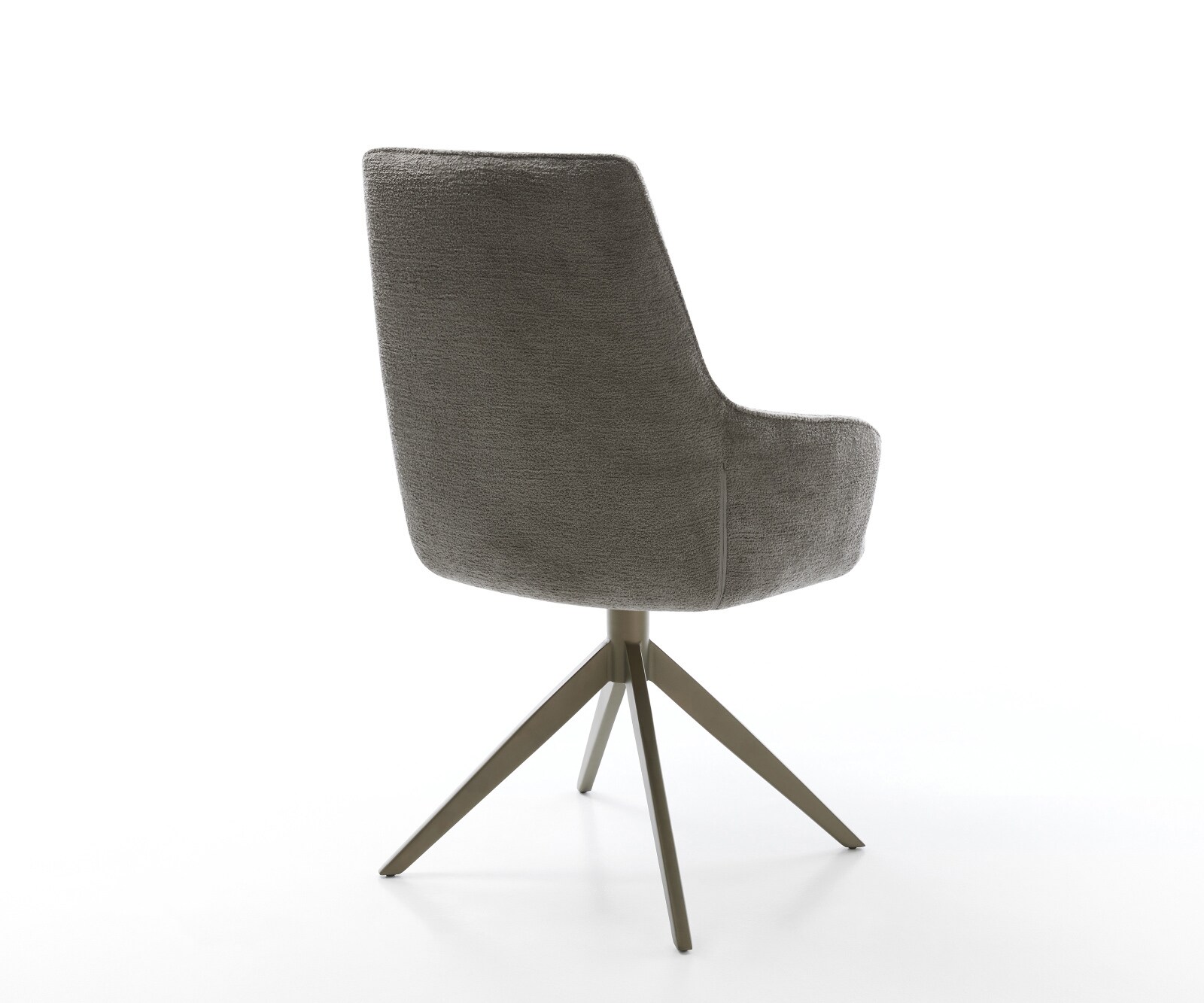 Chaise-pivotante Zelia-Flex avec accoudoirs bouclé doux couleur boue pied croisé large aspect titane pivotement sur 360° fonction bascule resorts ensachés 4
