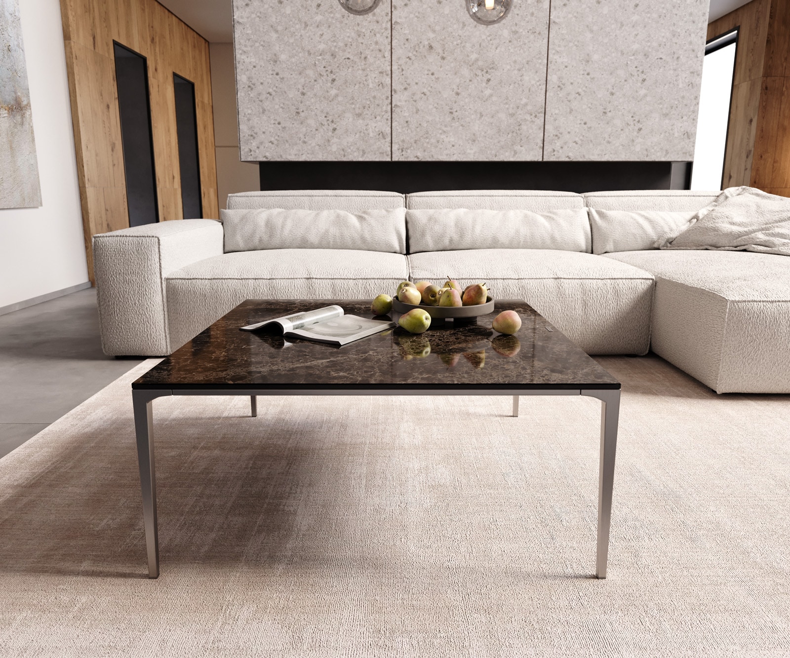 Couchtisch Levente 85x85 cm Keramik Laminam®Emperador Extra Lucidato Dunkelbraun Gestell Edelstahl Silber 1 Couchtisch Levente 85x85 cm Keramik Laminam®Emperador Extra Lucidato Dunkelbraun Gestell Edelstahl Silber 1