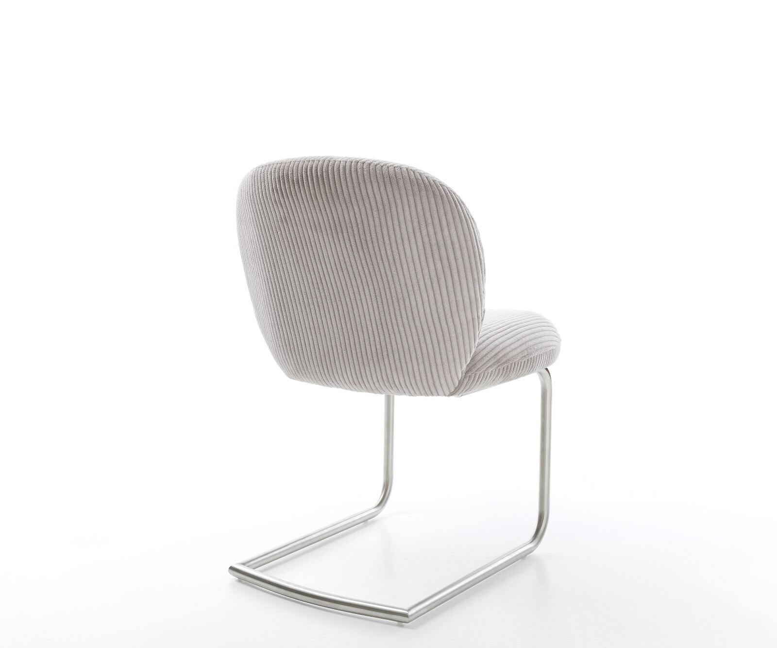 Cantilever Nube-Flex côtelé gris argenté pied cantilever rond acier inoxydable brossé ressorts ensachés 4