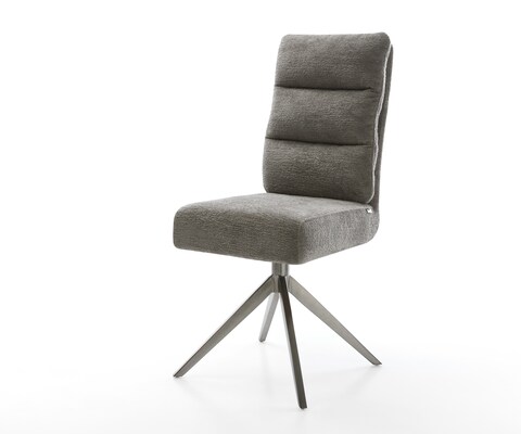 Chaise-pivotante Pela-Flex bouclé doux couleur boue pied croisé large grafiete pivotement sur 360° fonction bascule resorts ensachés