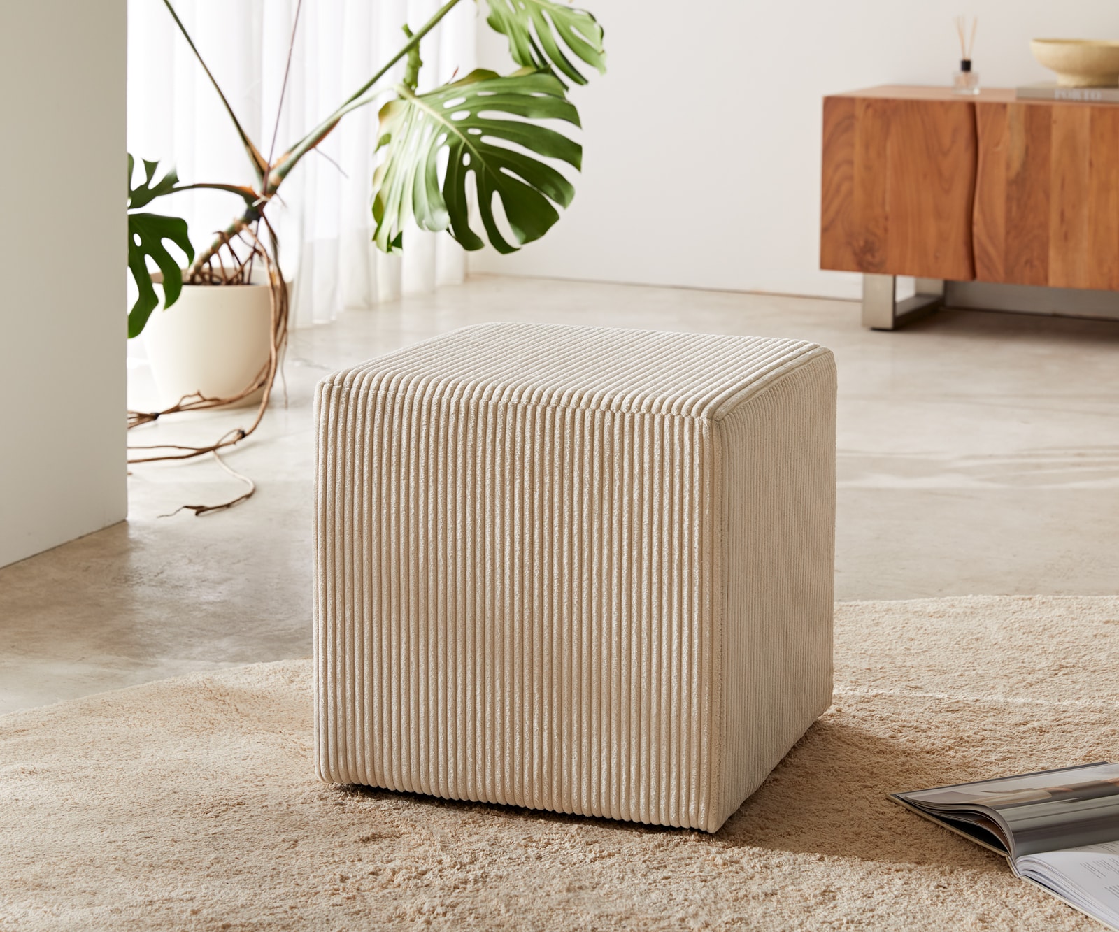 Sitzhocker Dado 45x45 cm Cord Beige Sitzhocker Dado 45x45 cm Cord Beige