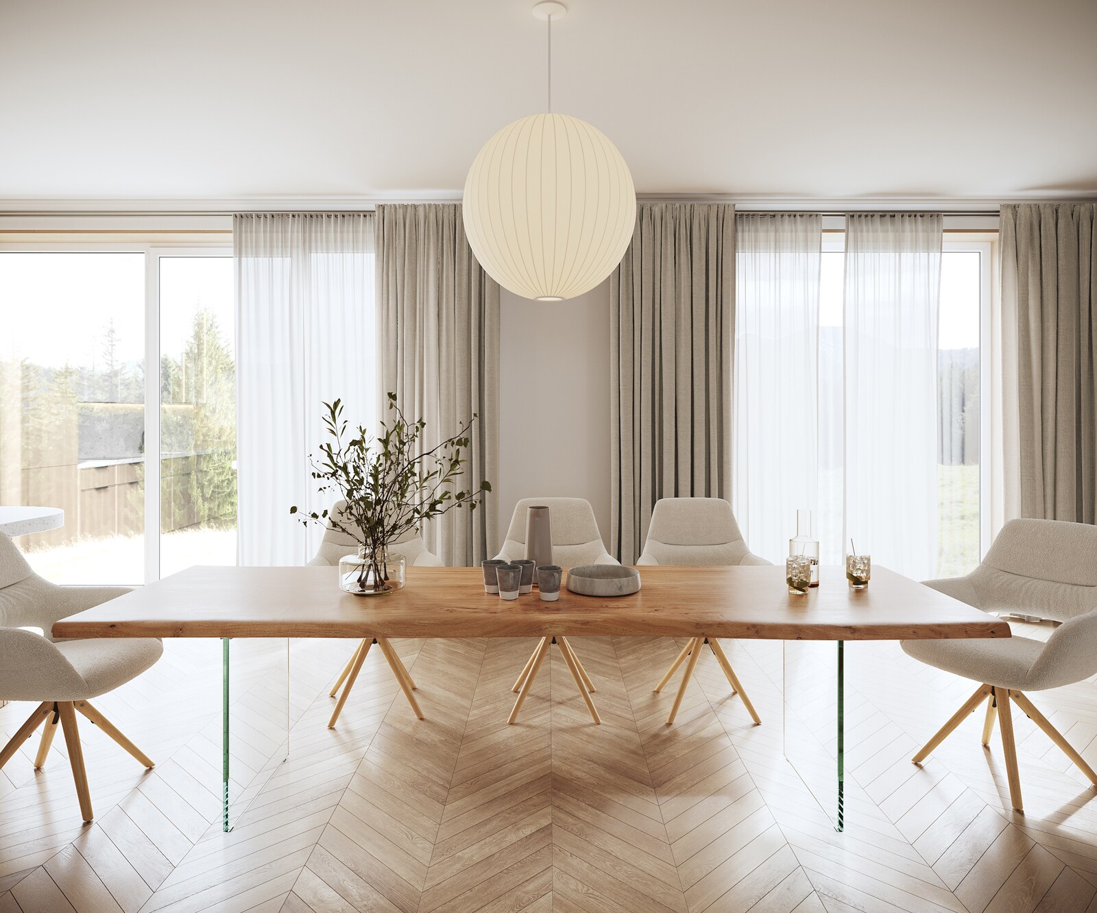 Esstisch Edge 280x100 XL Akazie Natur Glas Live-Edge 2