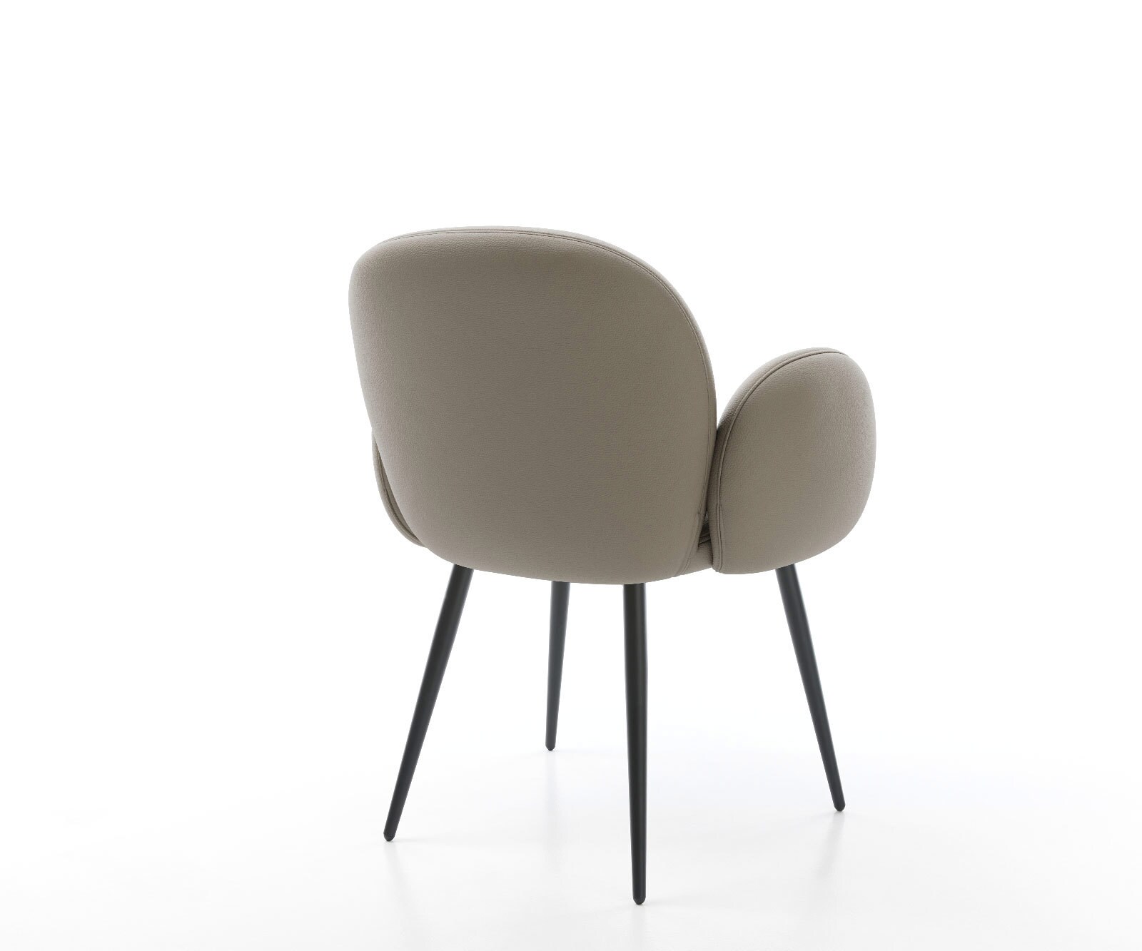 Chaise-de-salle-à-manger Nube-Flex avec accoudoirs cuir de vache couleur boue 4 pieds coniques noir ressorts ensachés 5