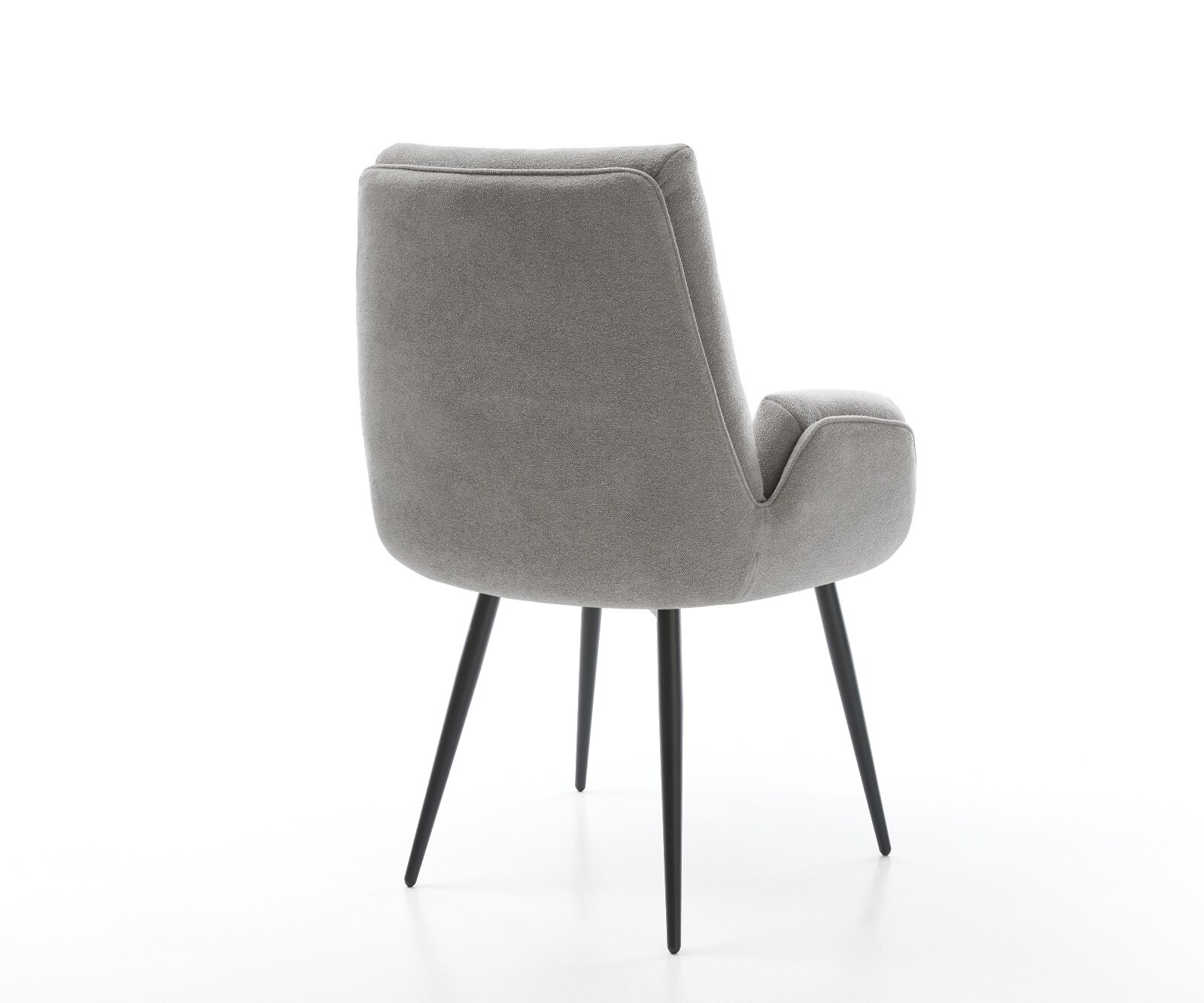 Chaise-de-salle-à-manger Clea-Flex tissu structuré doux gris 4 pieds coniques noir 4