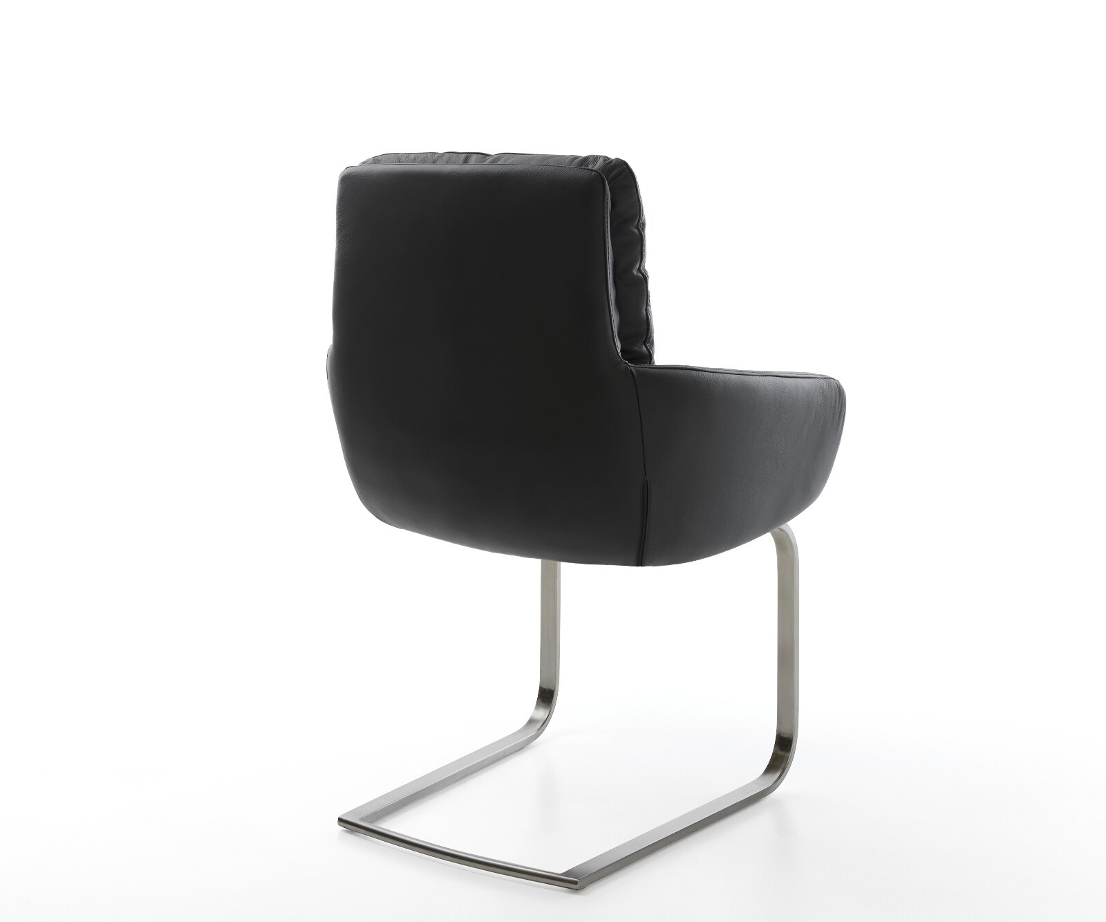Cantilever Abelia-Flex avec accoudoirs cuir de vache noir pied cantilever plat grafiete 5