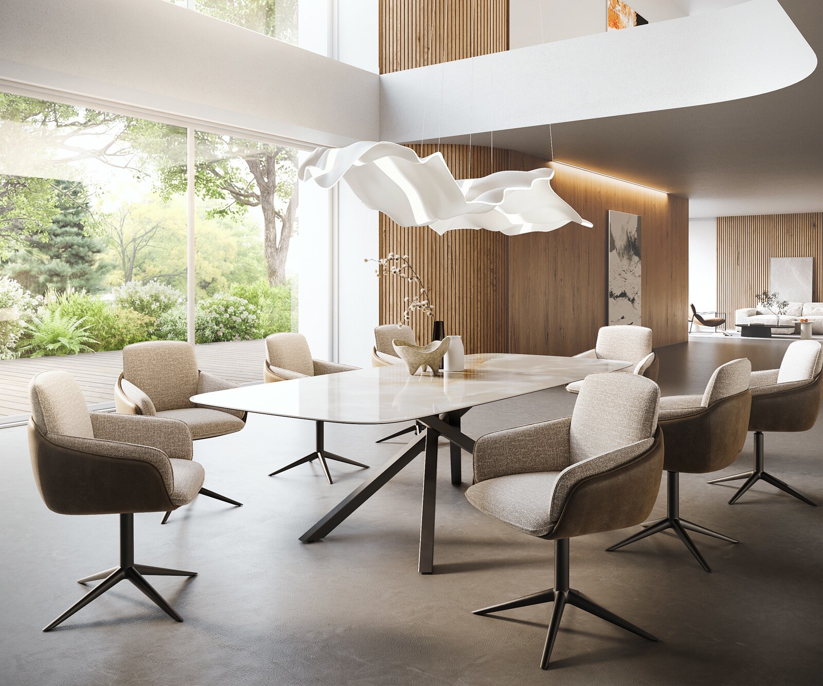 Esstisch Edge Boot 270x120 cm Keramik Iris FMG Onice Grigio Kreuzgestell Rechteck Schwarz 6