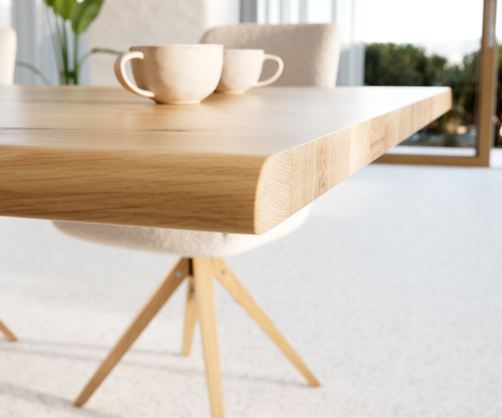 Esstisch Edge 200x100x2,5-3 Eiche Natur Edelstahl breit Live-Edge 4