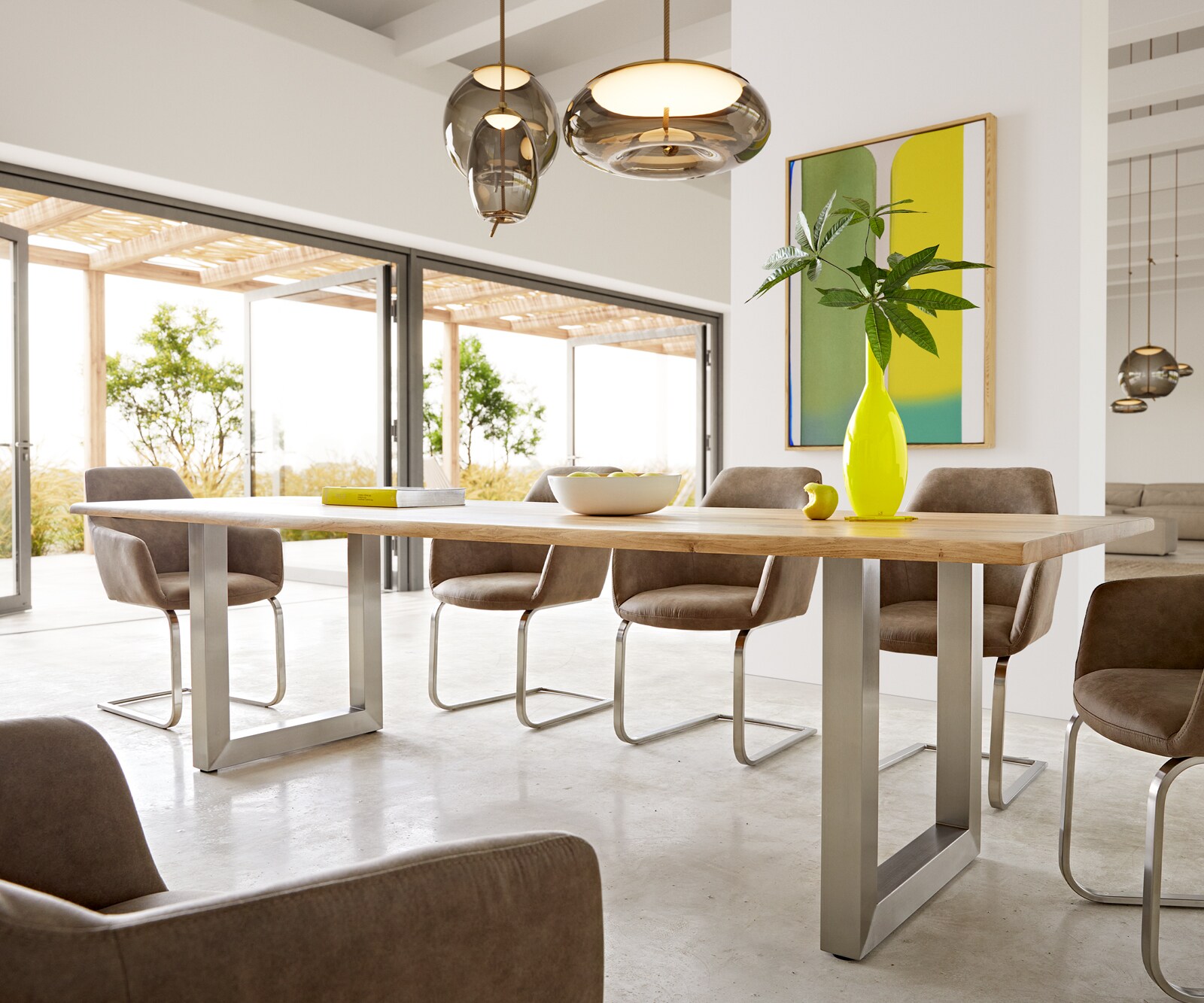 Esstisch Edge 260x100x2,5-3 Eiche Natur Edelstahl breit Live-Edge 5 Esstisch Edge 260x100x2,5-3 Eiche Natur Edelstahl breit Live-Edge 5