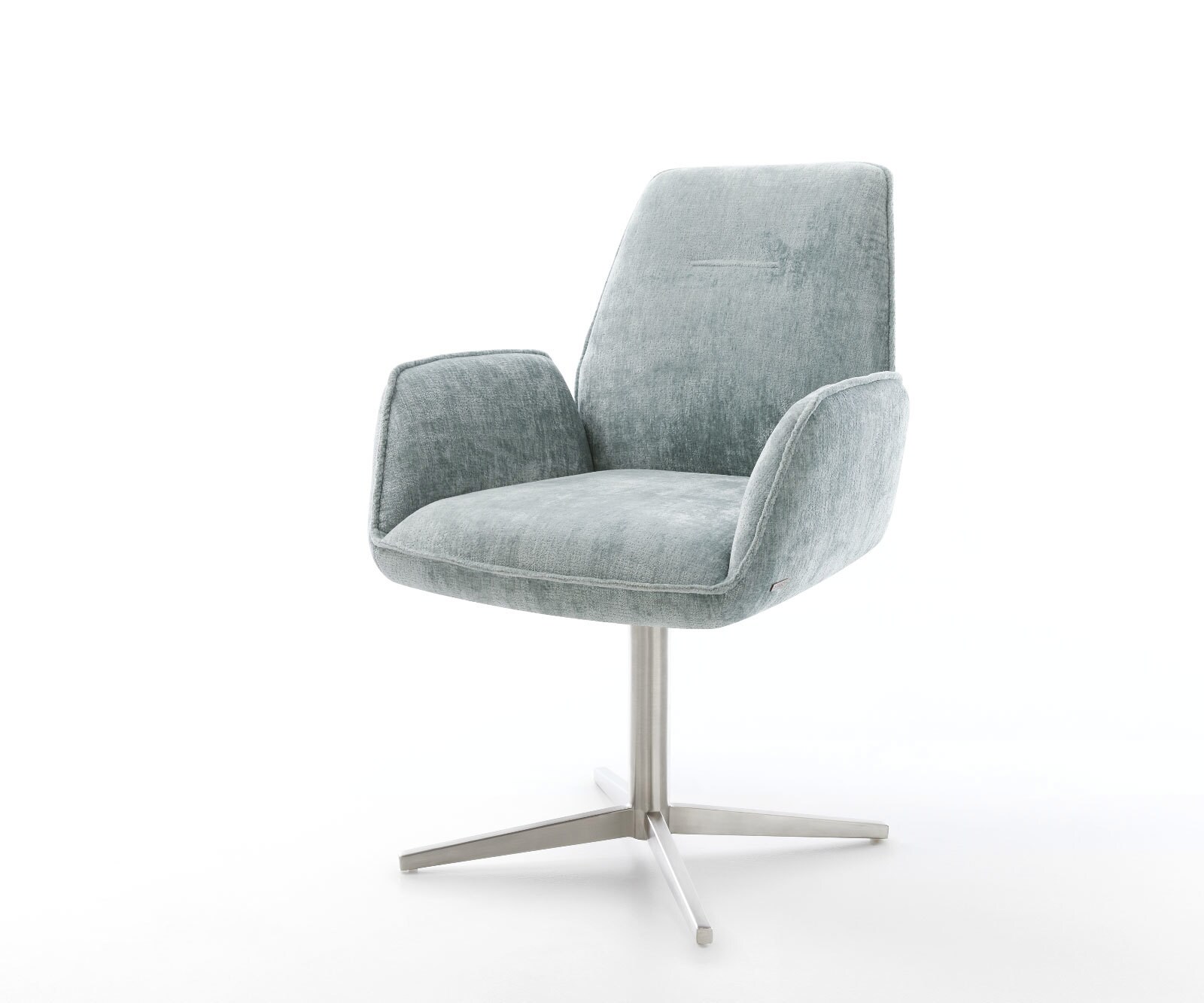 Drehstuhl Zoa-Flex Chenille Pastellblau Fußkreuz Edelstahl 360° drehbar