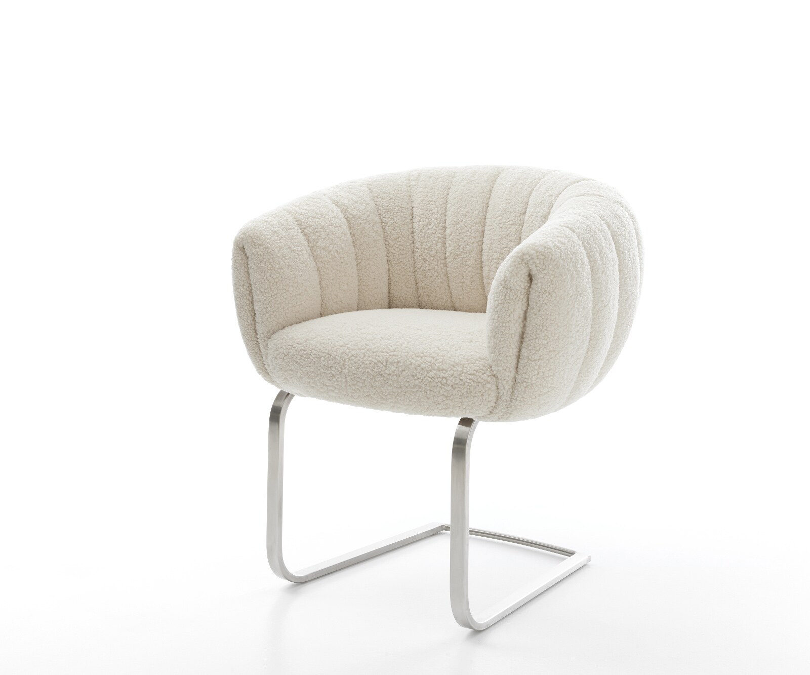 Cantilever Jada-Flex tissu teddy beige pied cantilever plat acier inoxydable brossé ressorts ensachés 1