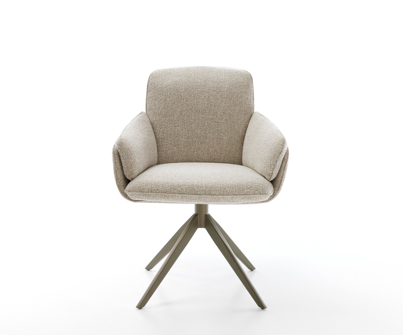Drehstuhl Luan-Flex mit Armlehnen Webstoff Soft Beige Kreuzgestell breit Effektfinish Titan 360° drehbar Wippfunktion 1