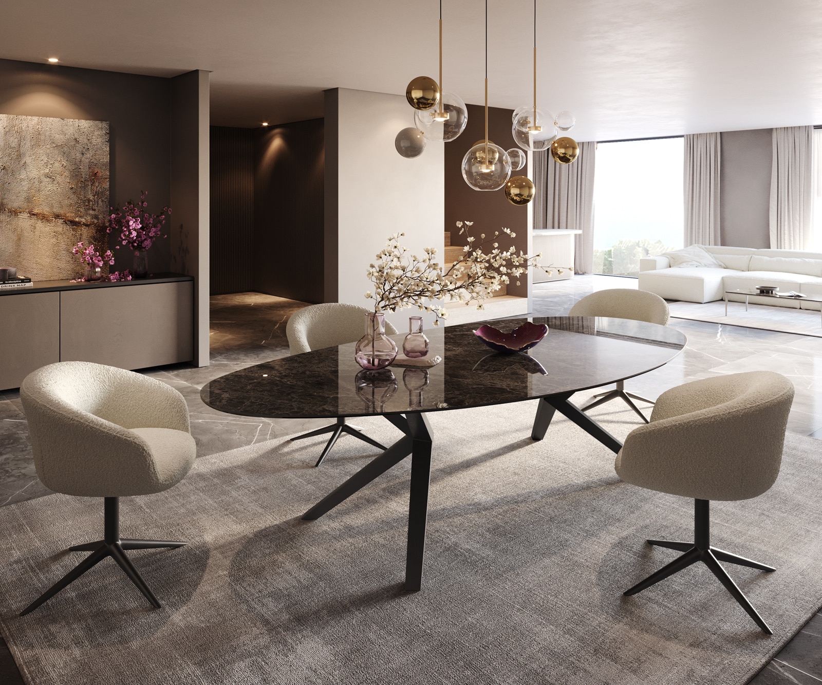 Esstisch Edge Oval 280x130 Keramik Laminam®Emperador Extra Lucidato Dunkelbraun Zenthara kantig Metall Schwarz 4 Esstisch Edge Oval 280x130 Keramik Laminam®Emperador Extra Lucidato Dunkelbraun Zenthara kantig Metall Schwarz 4