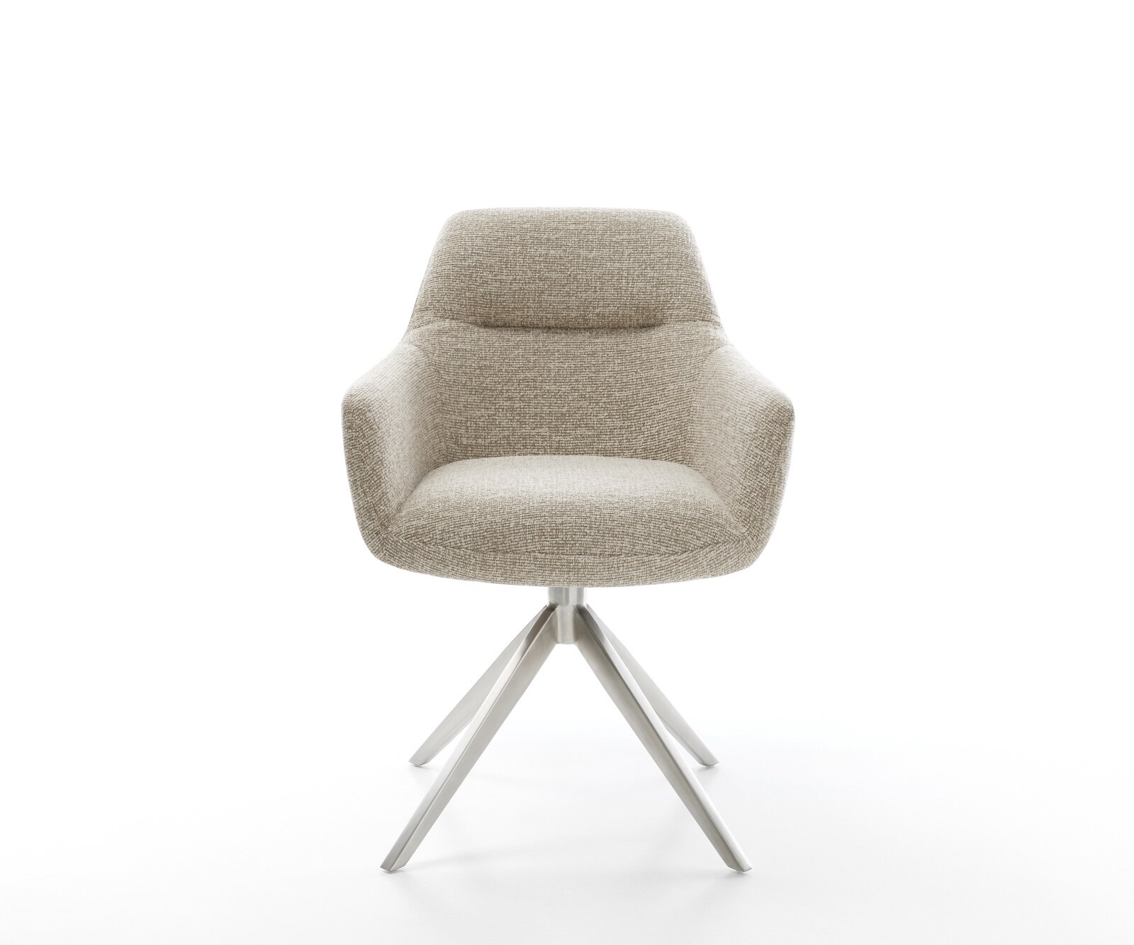 Chaise-pivotante Pejo-Flex tissu tissé doux beige pied croisé large acier inoxydable pivotement sur 360° fonction bascule resorts ensachés 2