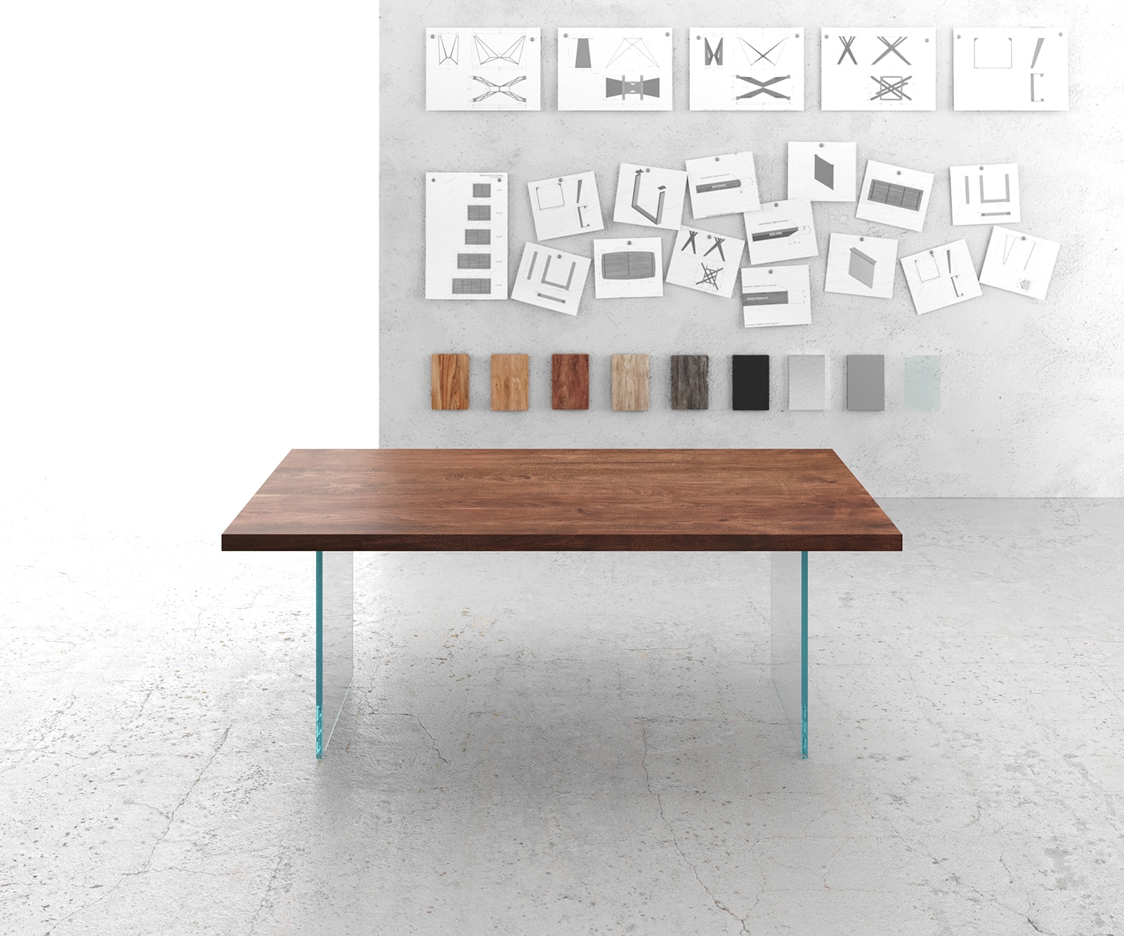 Esstisch Edge 200x100 XL Akazie Braun Glas 1 Esstisch Edge 200x100 XL Akazie Braun Glas 1