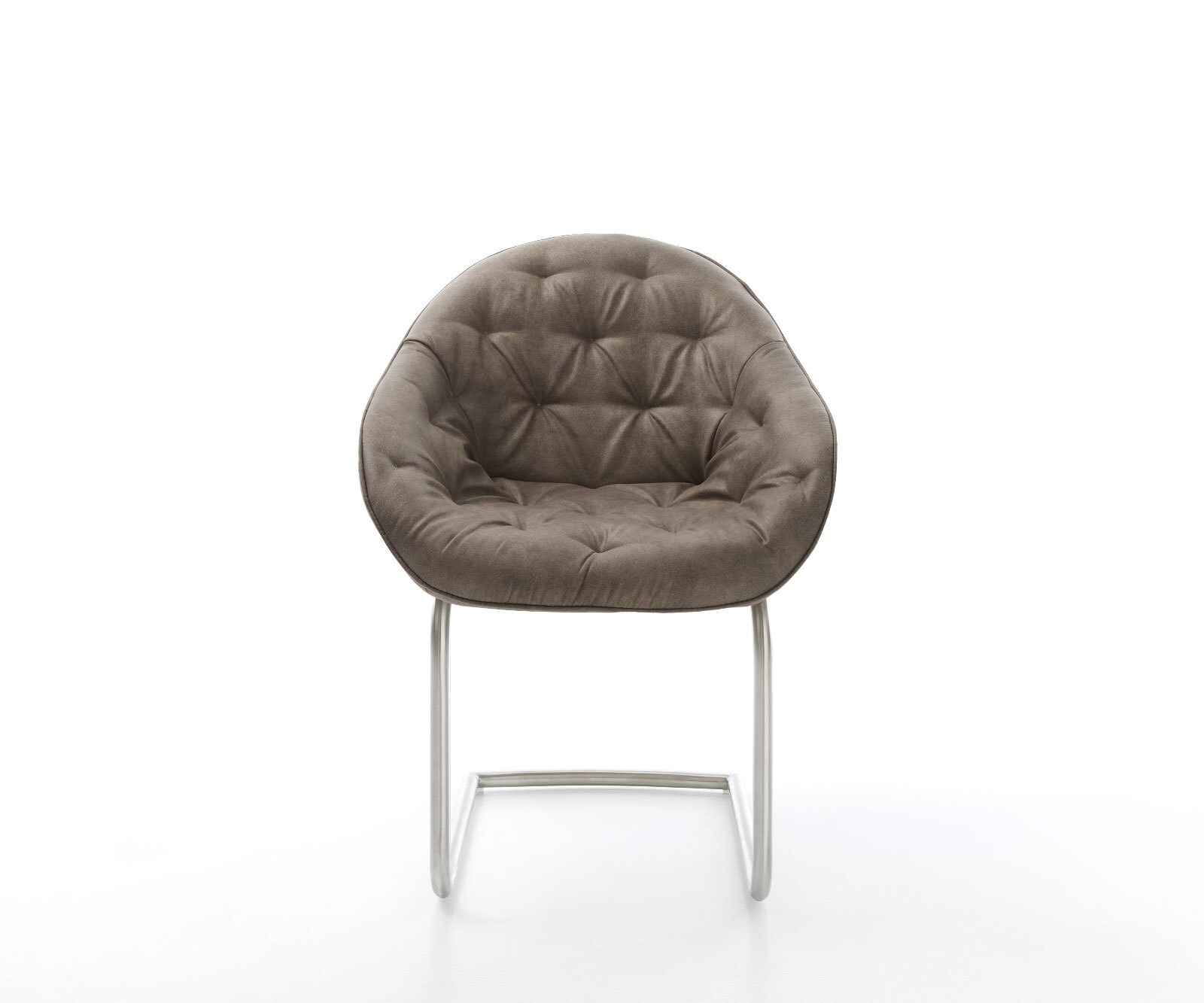 Cantilever Gaio-Flex microvelours taupe vintage pied cantilever rond acier inoxydable brossé 2