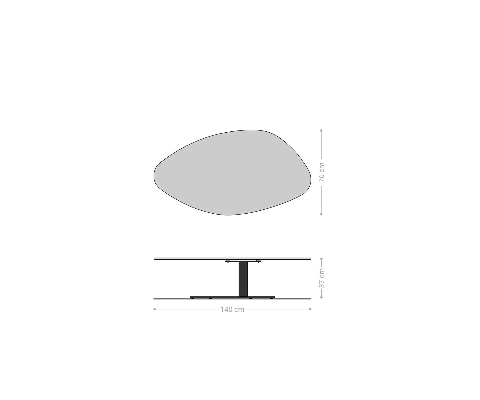 Couchtisch Edge Organisch 140x76 cm Keramik Laminam® Emperador Extra Lucidato Dunkelbraun Vibany Edelstahl gebürstet 6