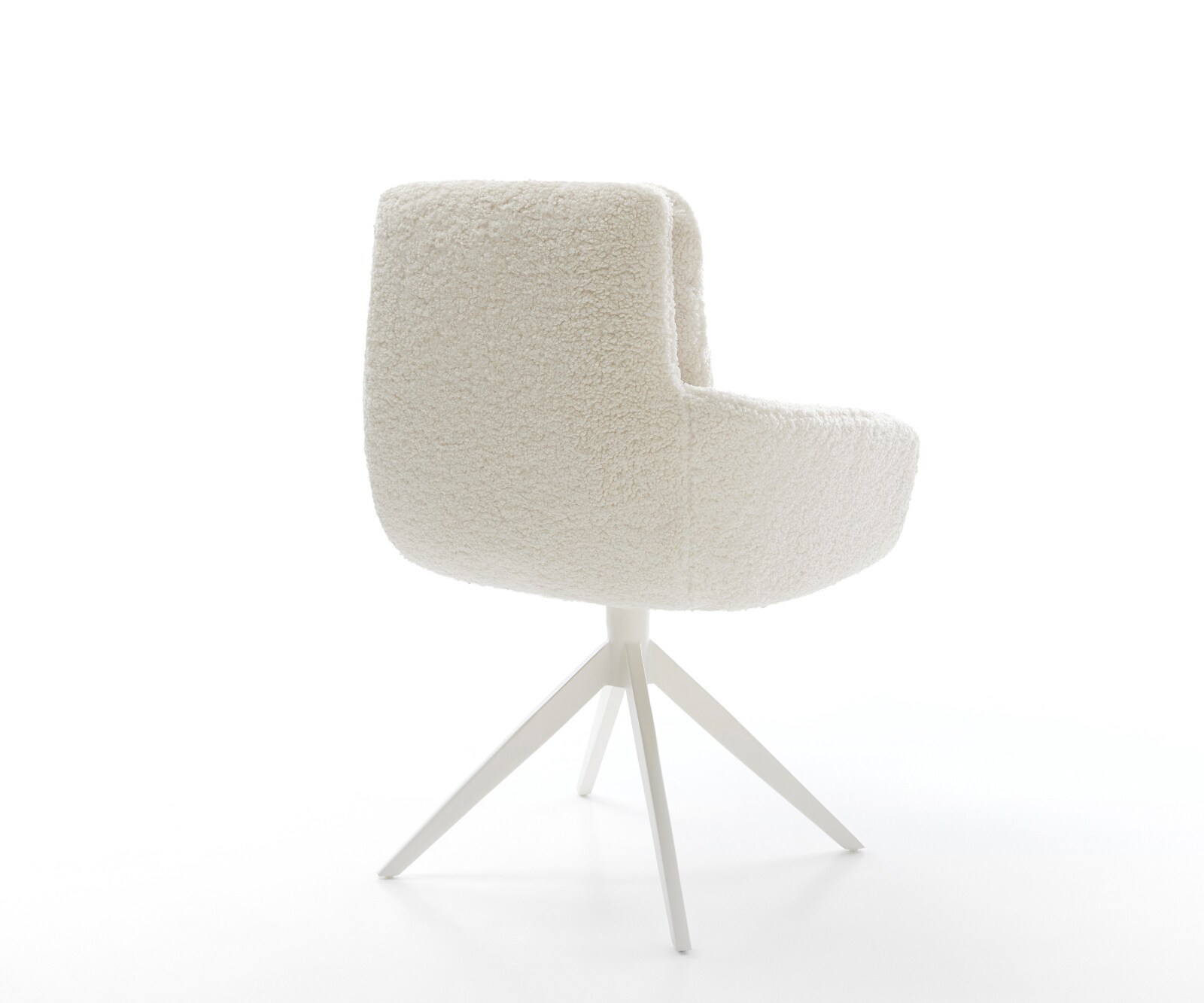 Chaise-pivotante Abelia-Flex avec accoudoirs tissu teddy beige pied croisé large blanc pivotement sur 360° fonction bascule 4