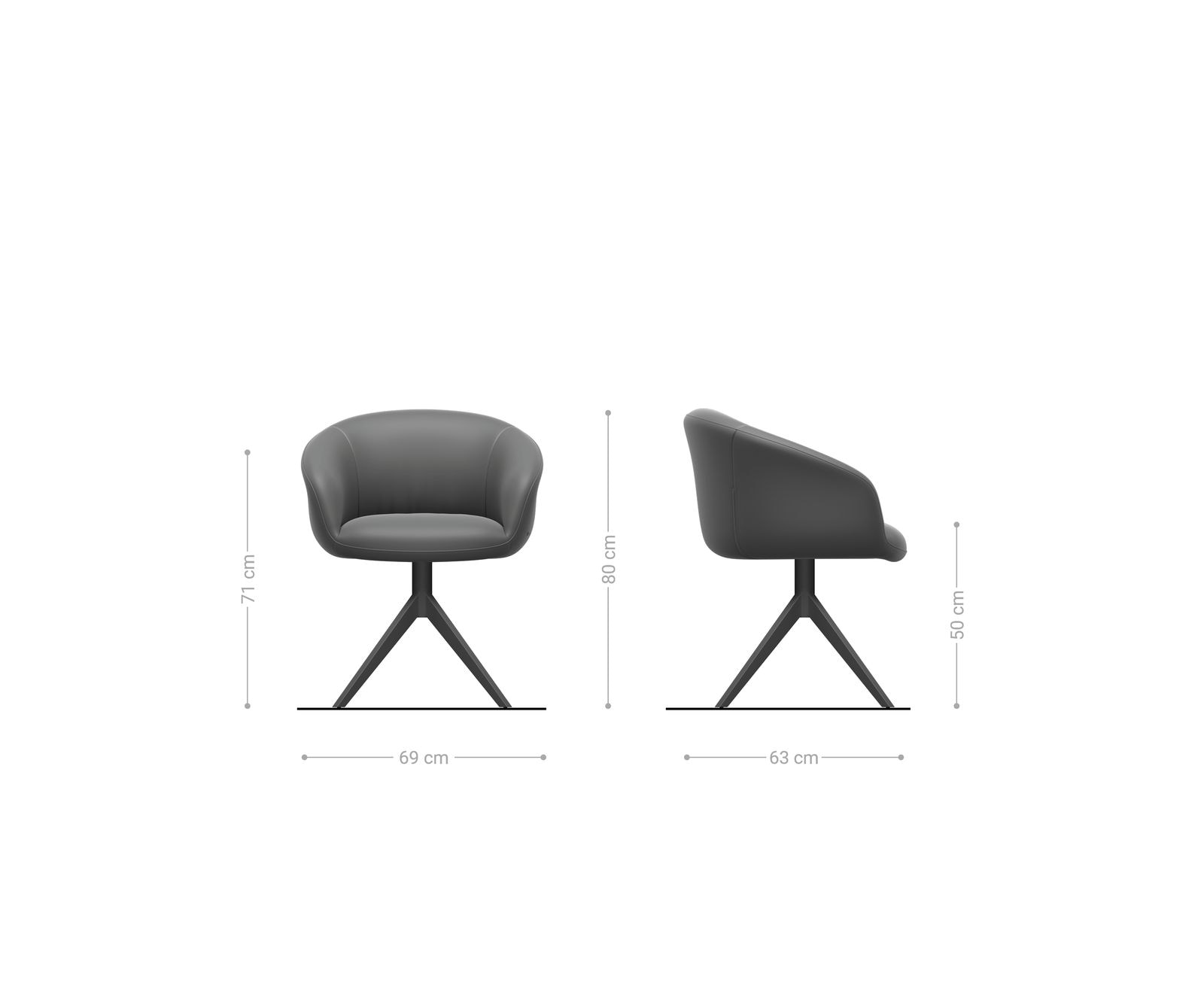 Chaise-pivotante Vinka-Flex avec accoudoirs tissu structuré doux gris pied croisé large noir pivotement sur 360° fonction bascule resorts ensachés 5