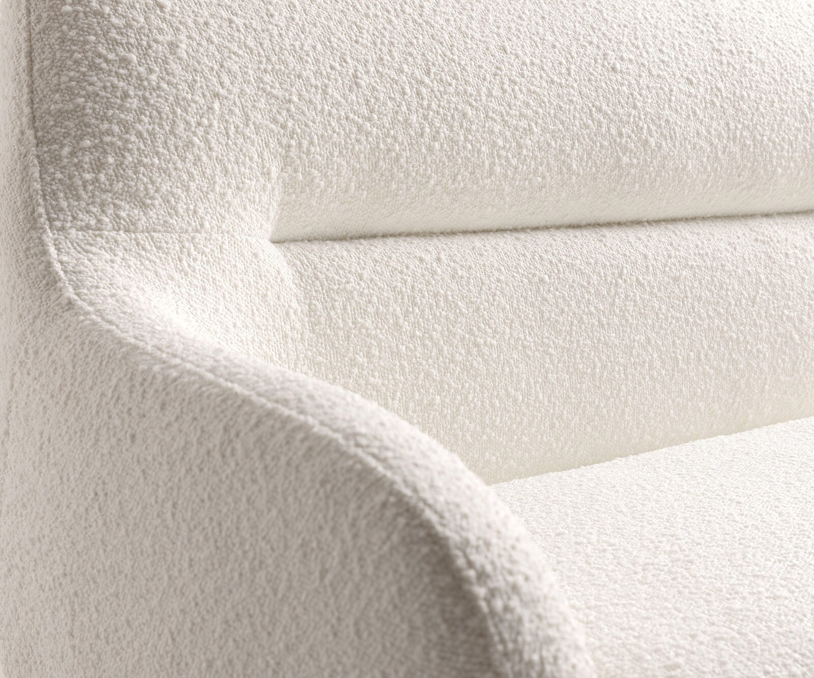 Esszimmerbank Taya-Flex 285x190 cm Bouclé Creme-Weiß Kufengestell flach Effektfinish Titan Taschenfederkern Rechts 6