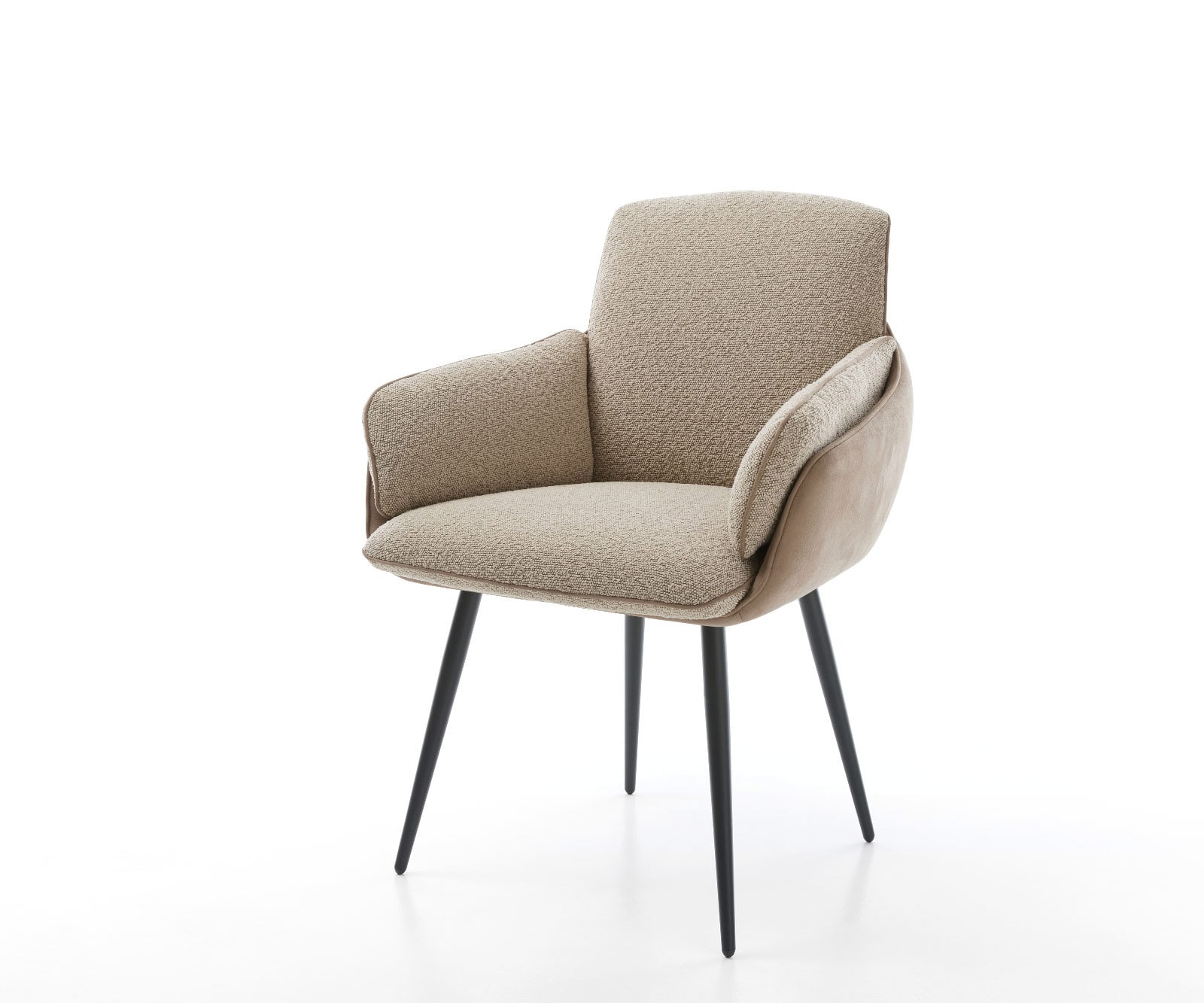 Esszimmerstuhl Luan-Flex mit Armlehnen Materialmix Schlamm 4-Fuß konisch Schwarz Esszimmerstuhl Luan-Flex mit Armlehnen Materialmix Schlamm 4-Fuß konisch Schwarz