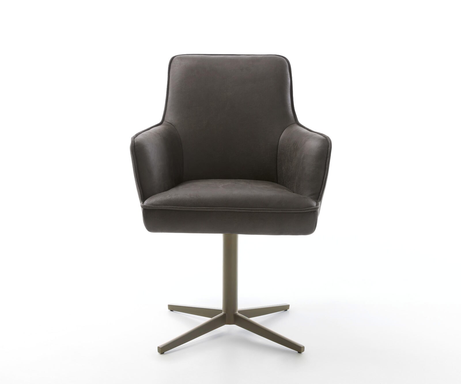 Chaise-pivotante Heira-Flex avec accoudoirs microvelours anthracite vintage pied de chaise 4 branches aspect titane pivotement sur 360° ressorts ensachés 1